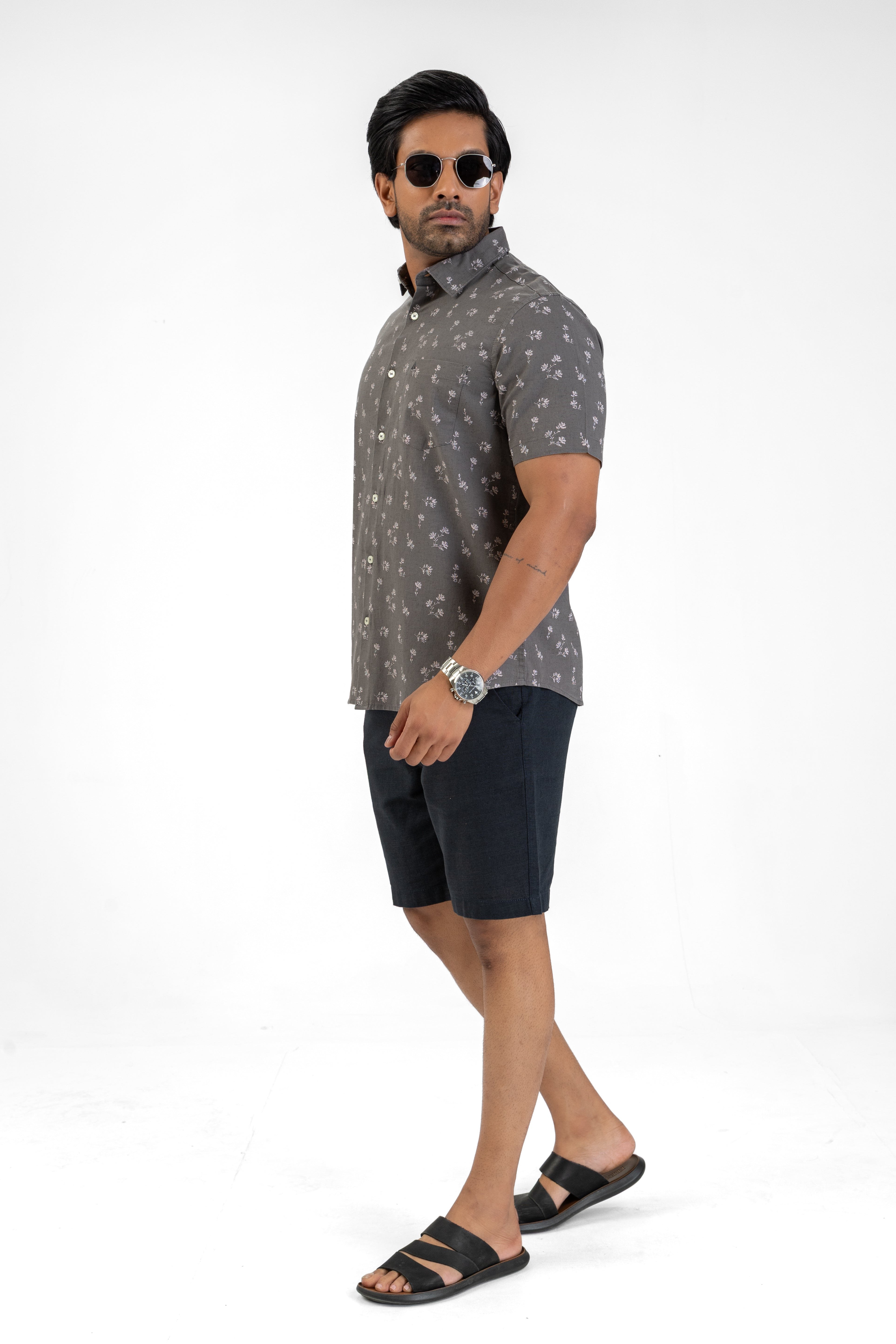 AnationZ Heritage Linen Printed Short Sleeve Shirt - Sri Lanka