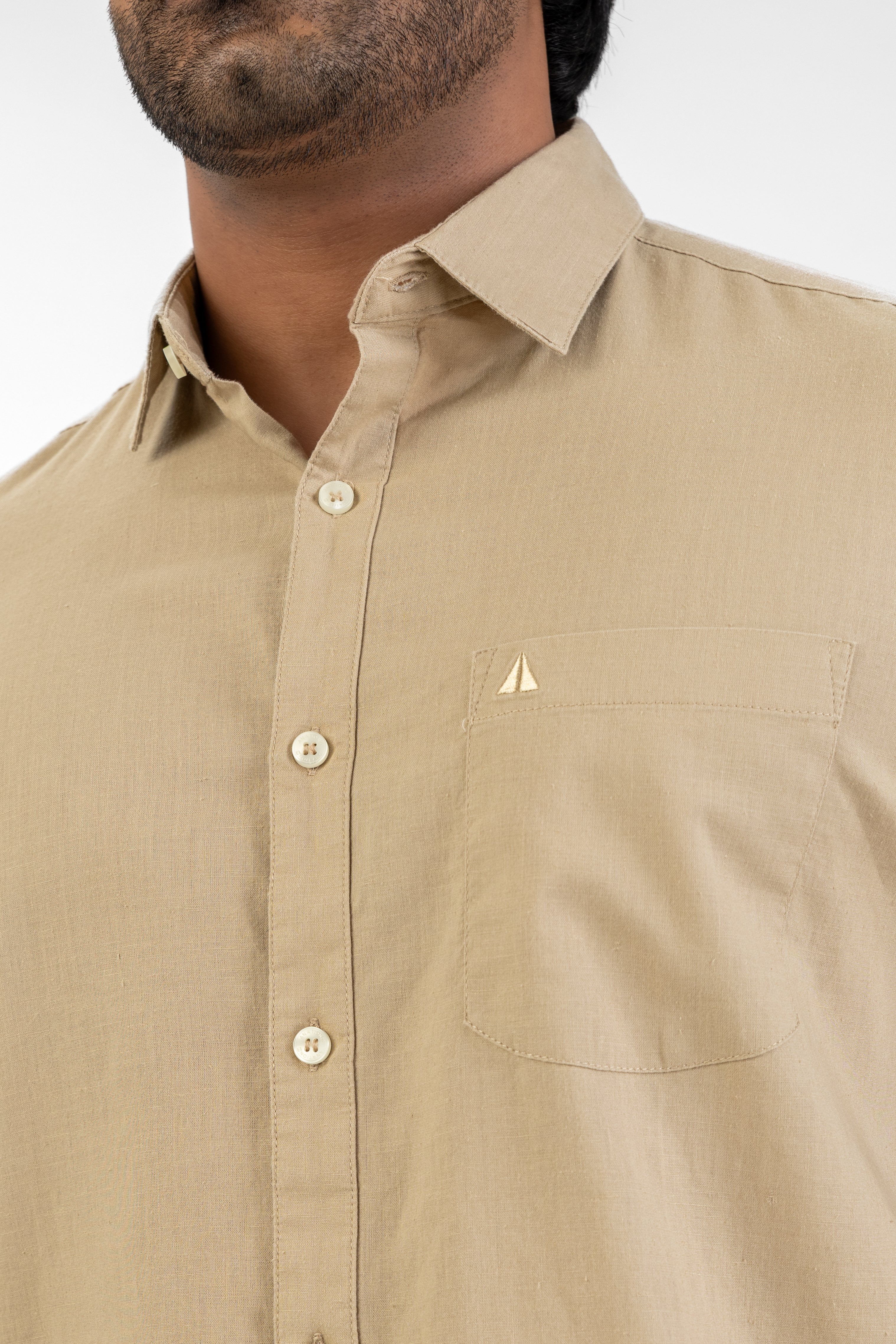 Short Sleeve Linen Cotton Shirt – Camel