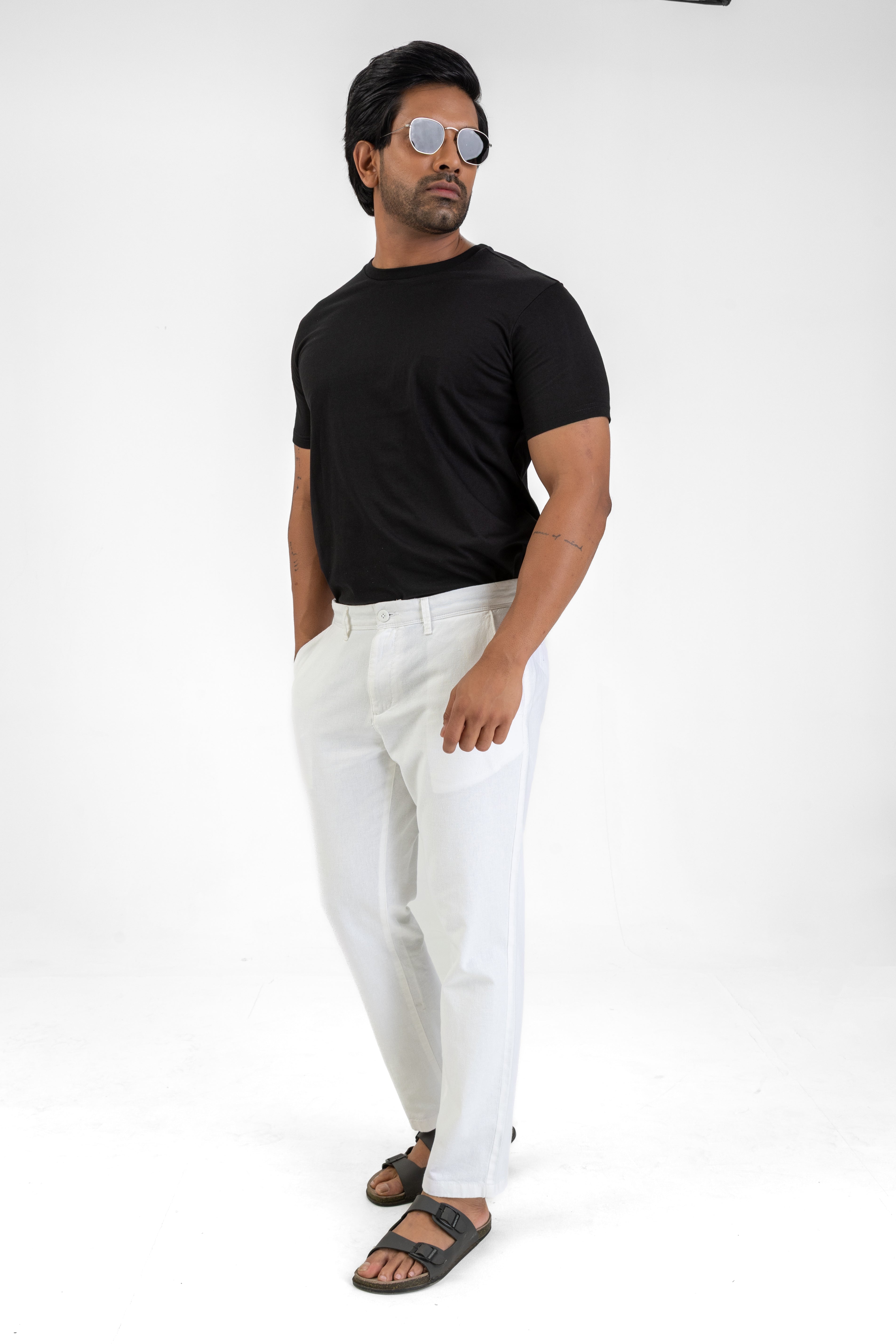 Linen Cotton Basic Pant – White