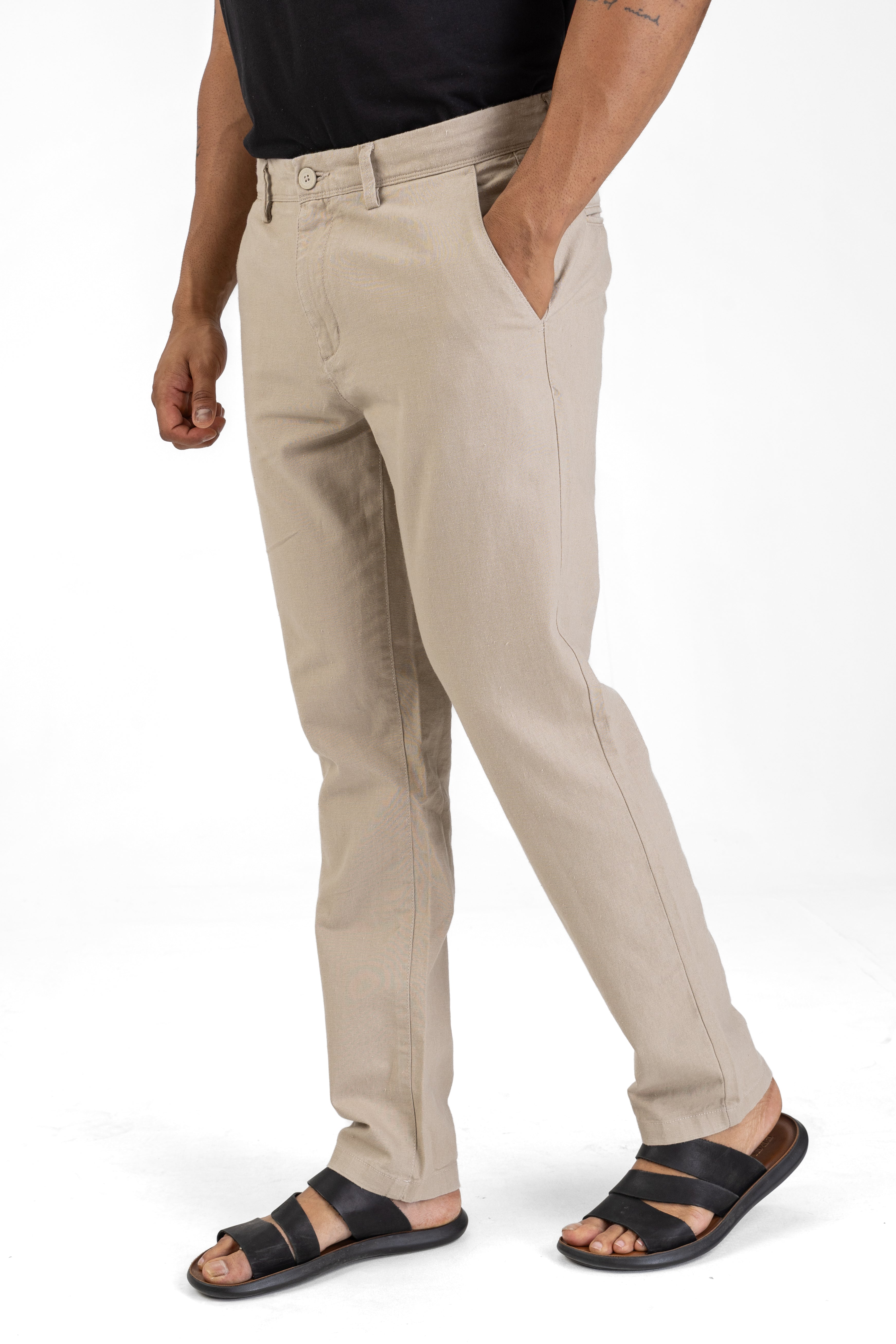Linen Cotton Basic Pant – Natural