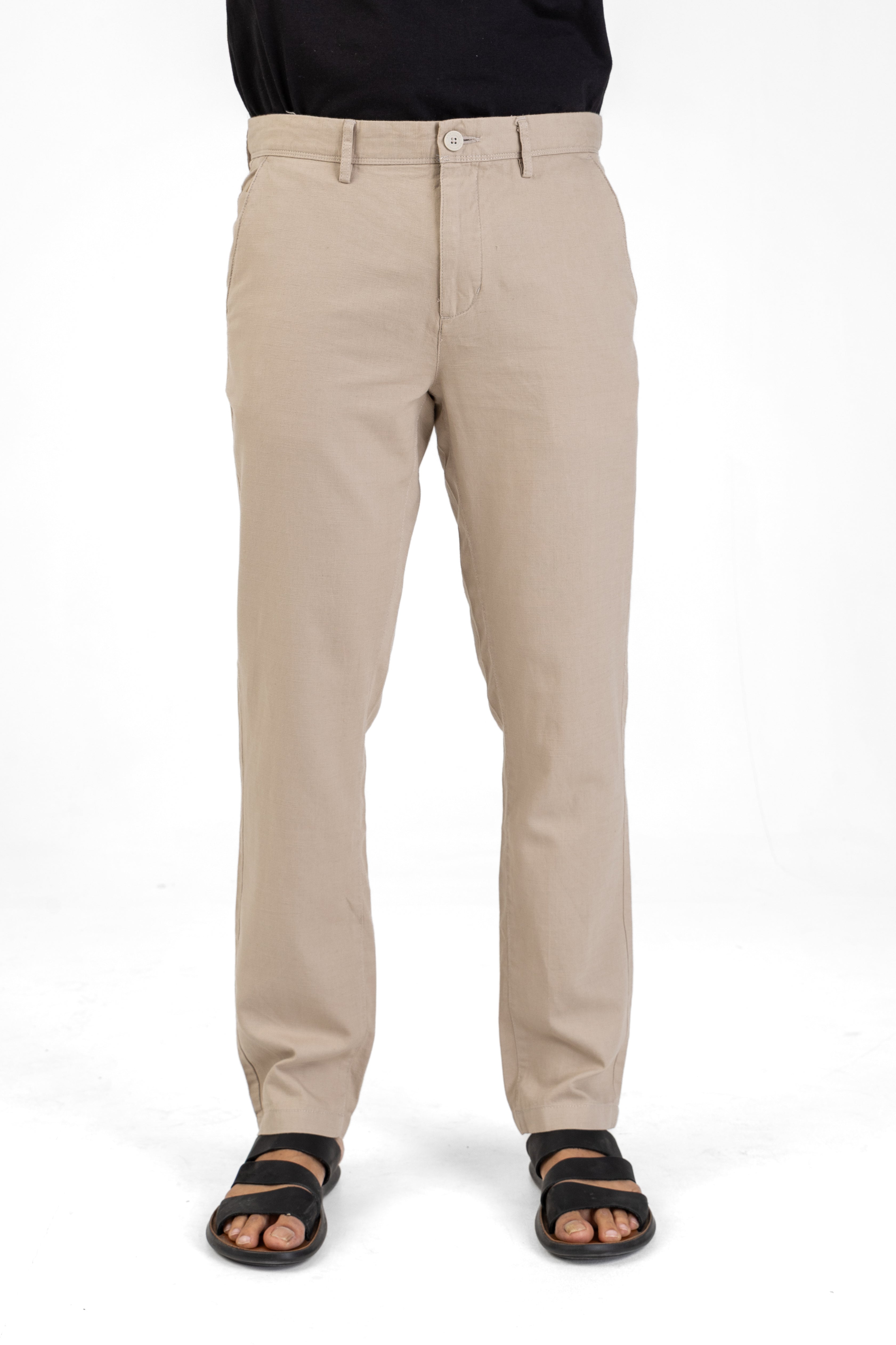 Linen Cotton Basic Pant – Beige