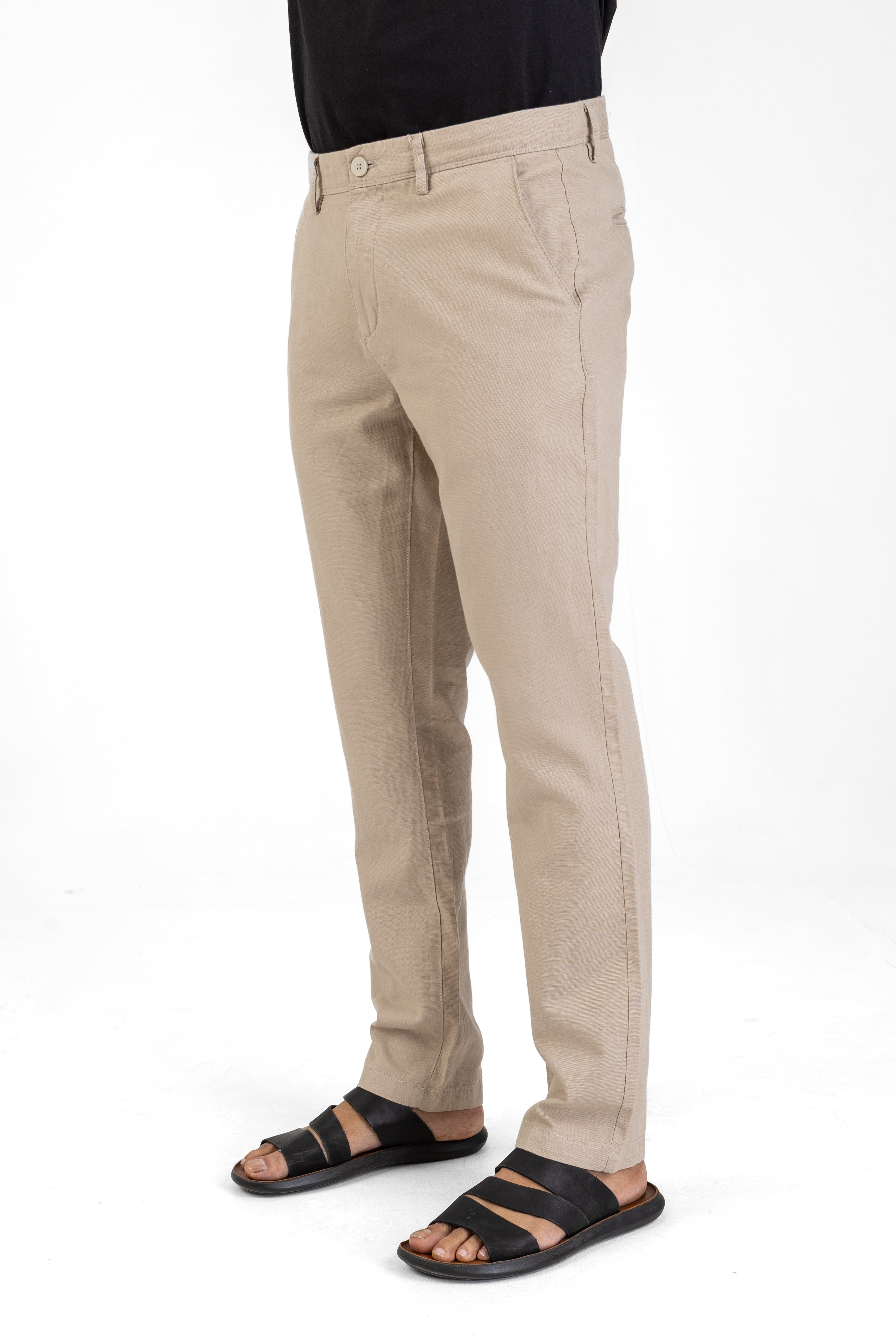 Linen Cotton Basic Pant – Beige