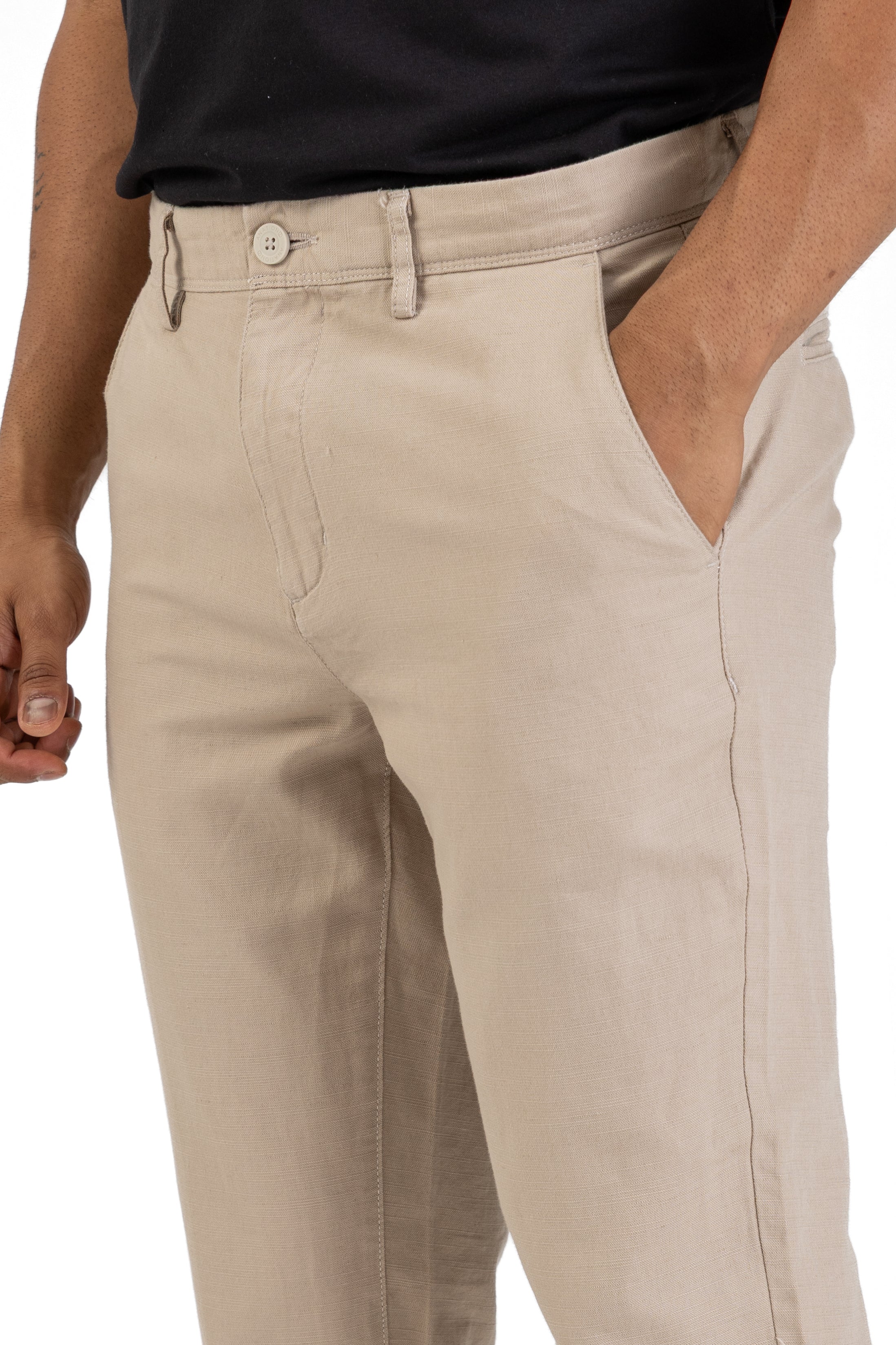 Linen Cotton Basic Pant – Beige
