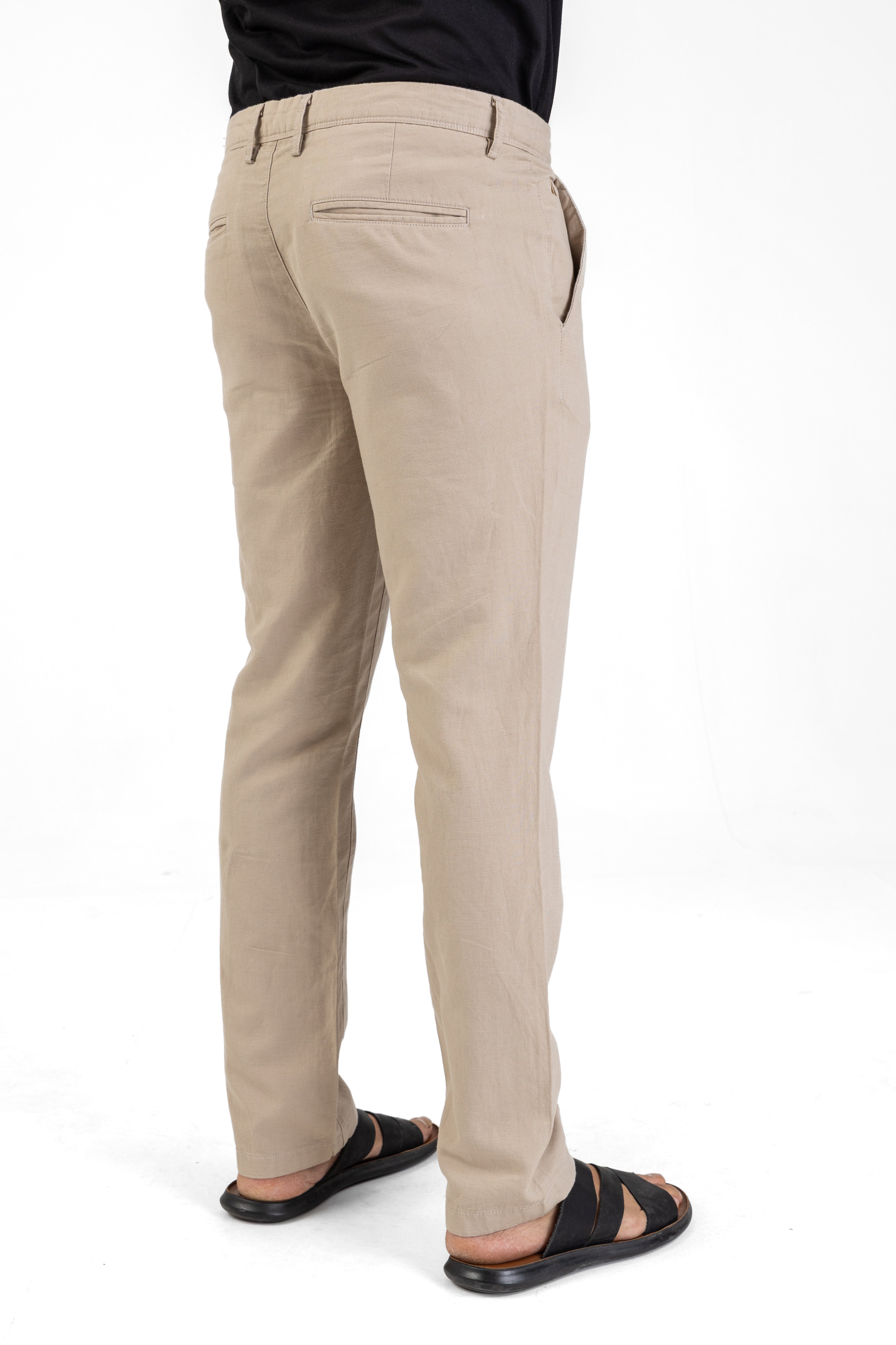 Linen Cotton Basic Pant – Beige