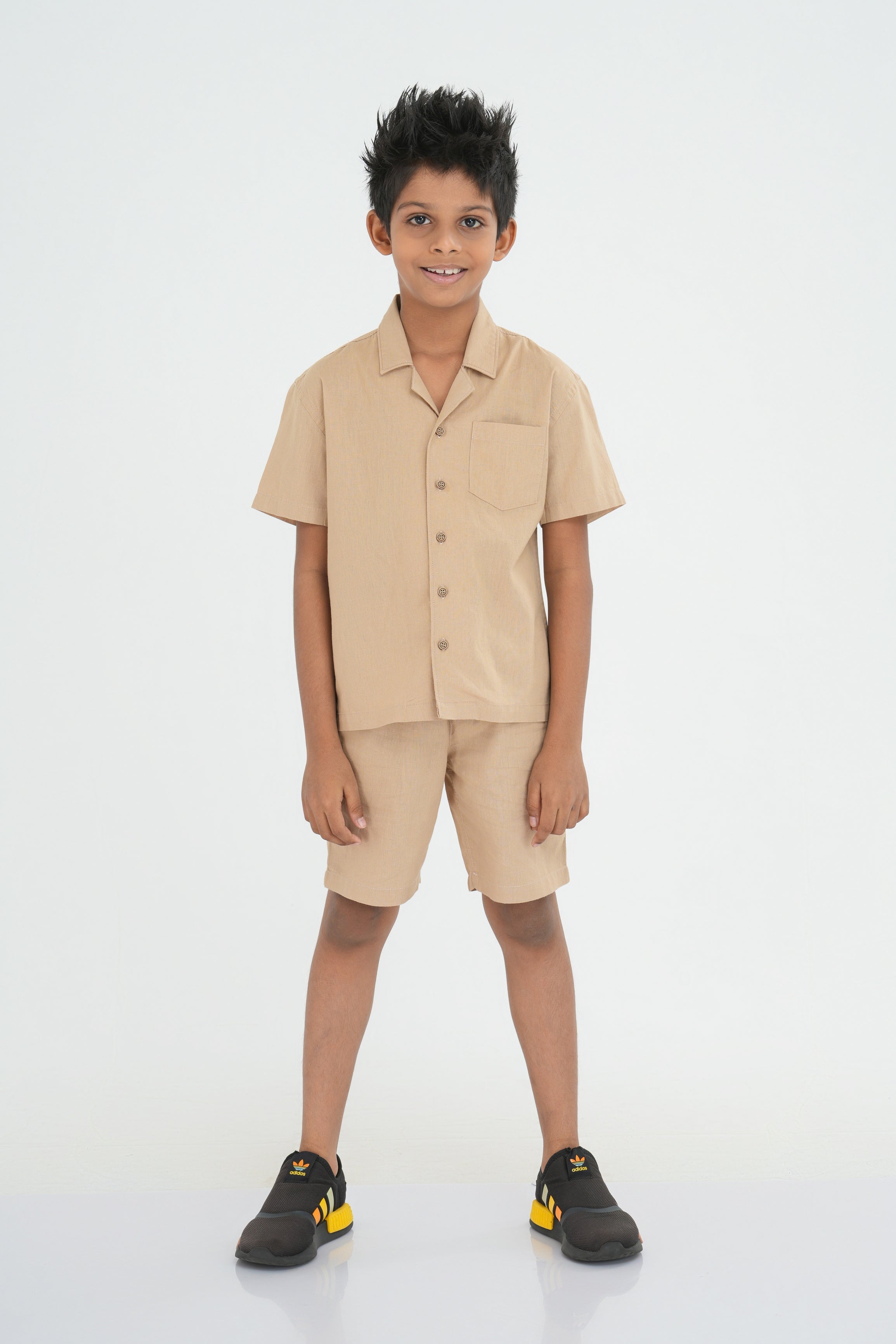 Kids' Linen Co-ord Set – Camel Beige | AnationZ Junior