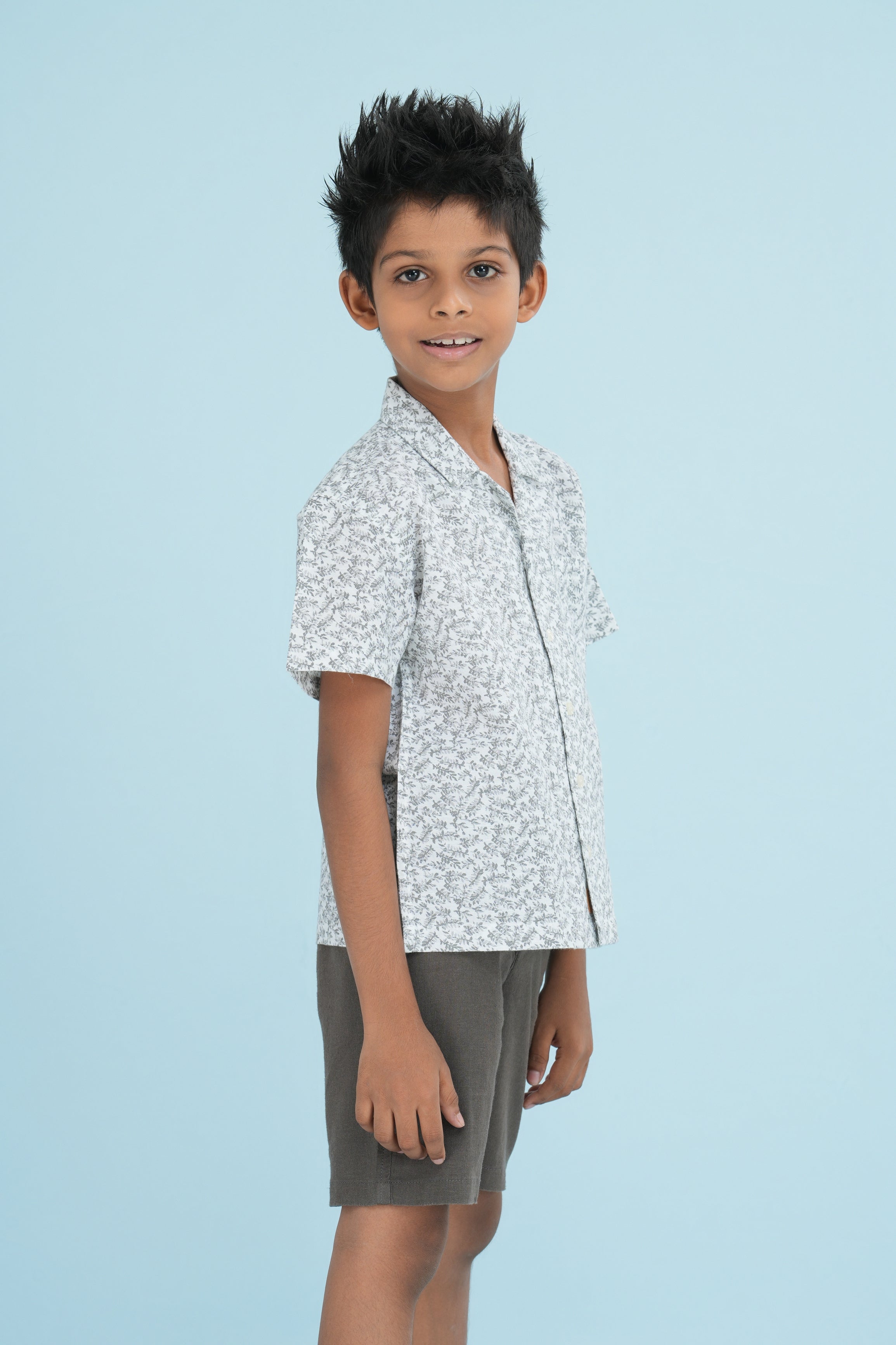 Kids’ Printed Shirt – Monochrome Floral | AnationZ Junior