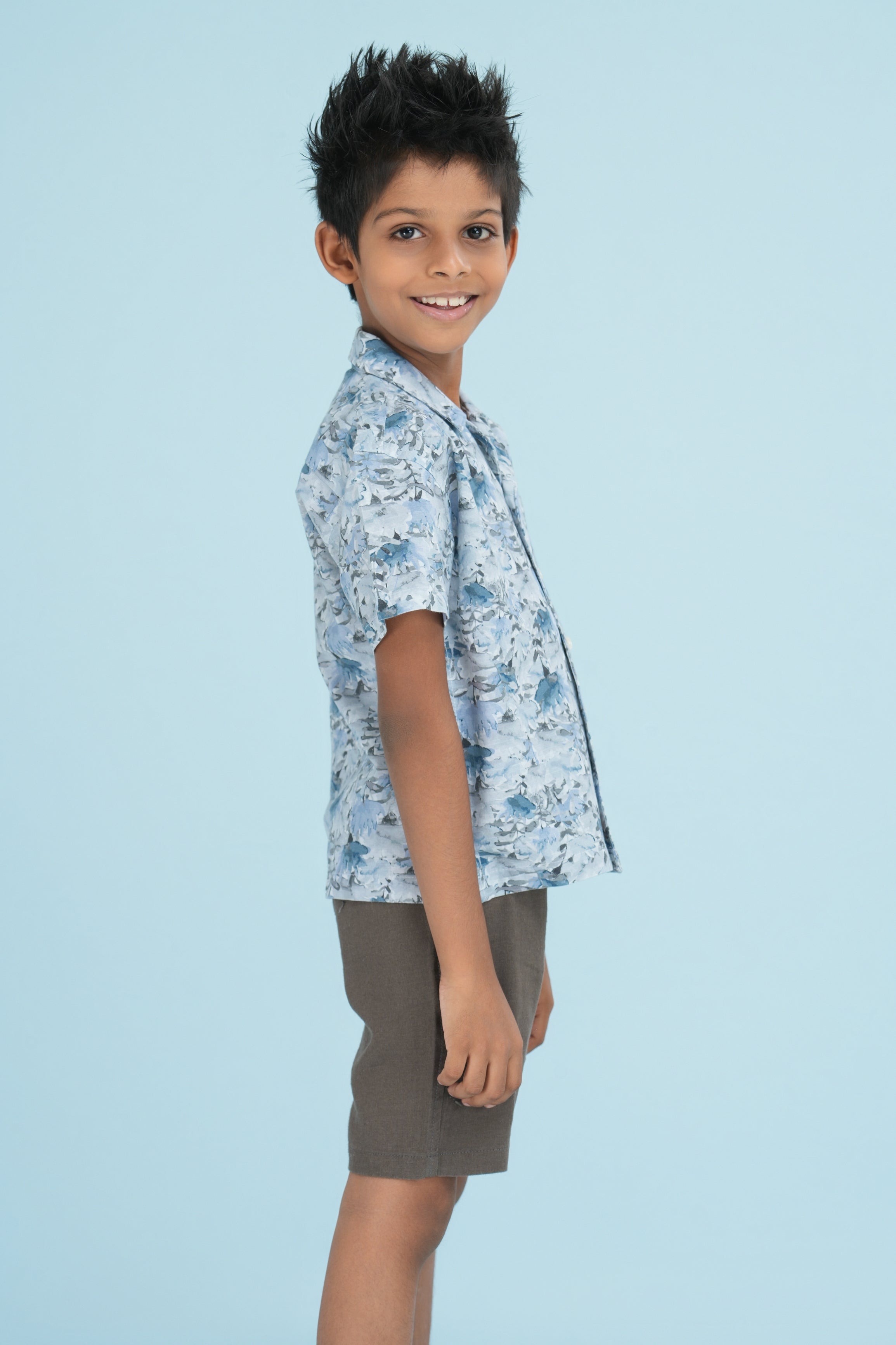 Kids’ Printed Shirt – Blue Camouflage | AnationZ Junior