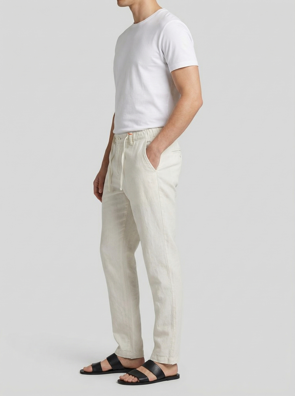 Linen Blend Relaxed Pant – Ivory Mist