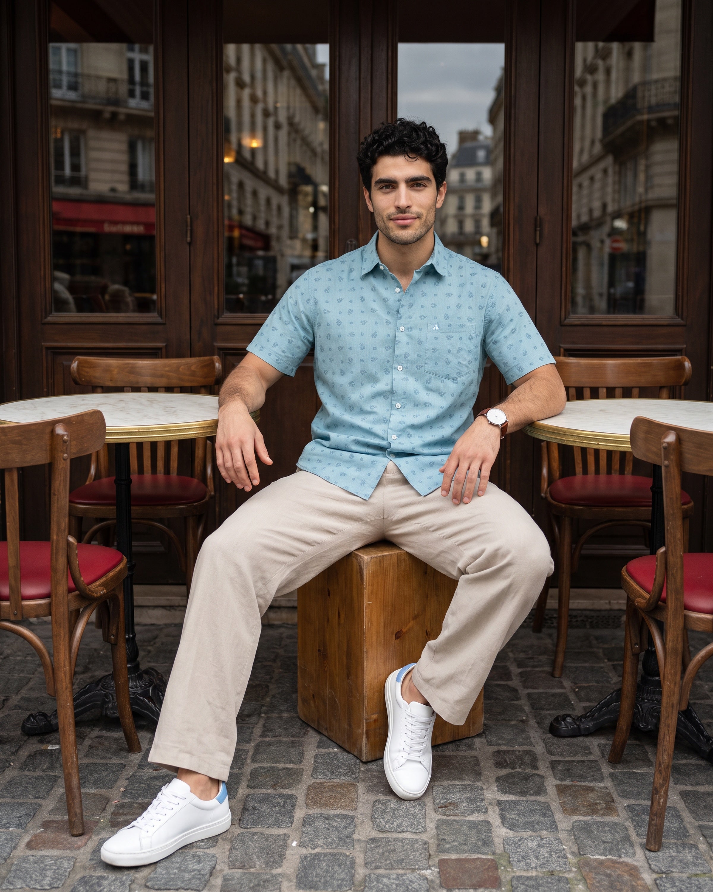 AnationZ Heritage Linen Printed Short Sleeve Shirt -  Sri Lanka