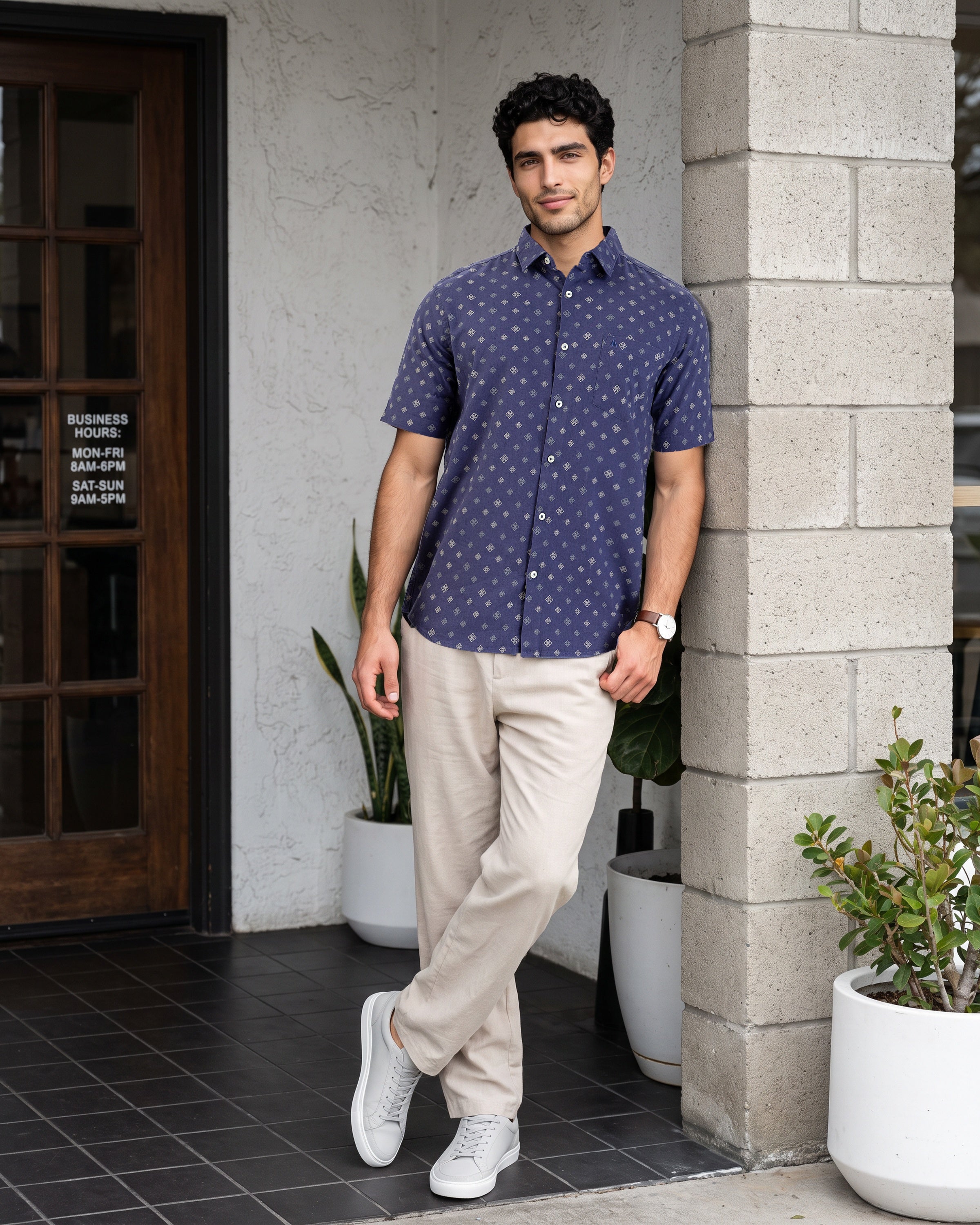AnationZ Heritage Linen Printed Short Sleeve Shirt -  Sri Lanka
