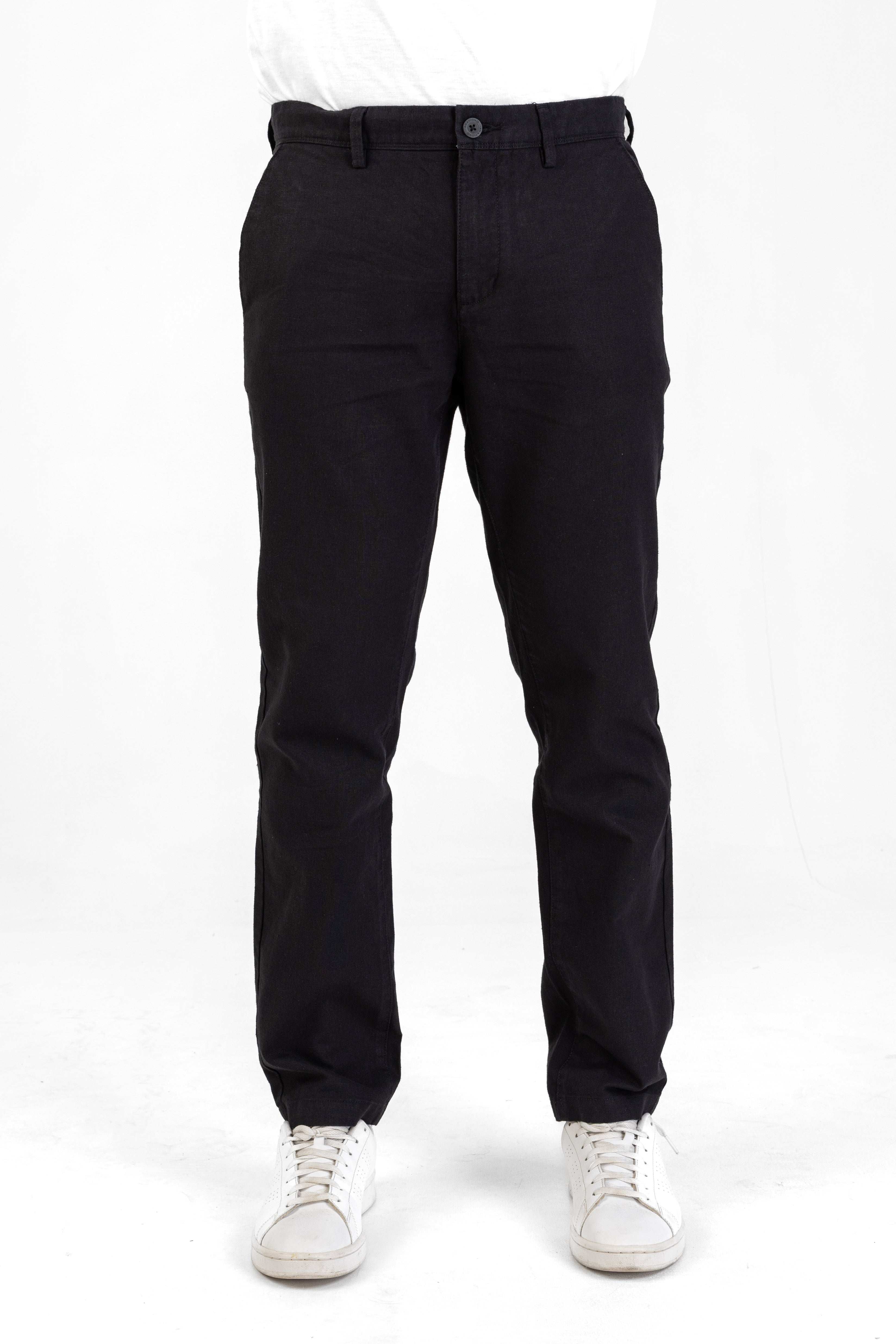 Linen Cotton Basic Pant – Black