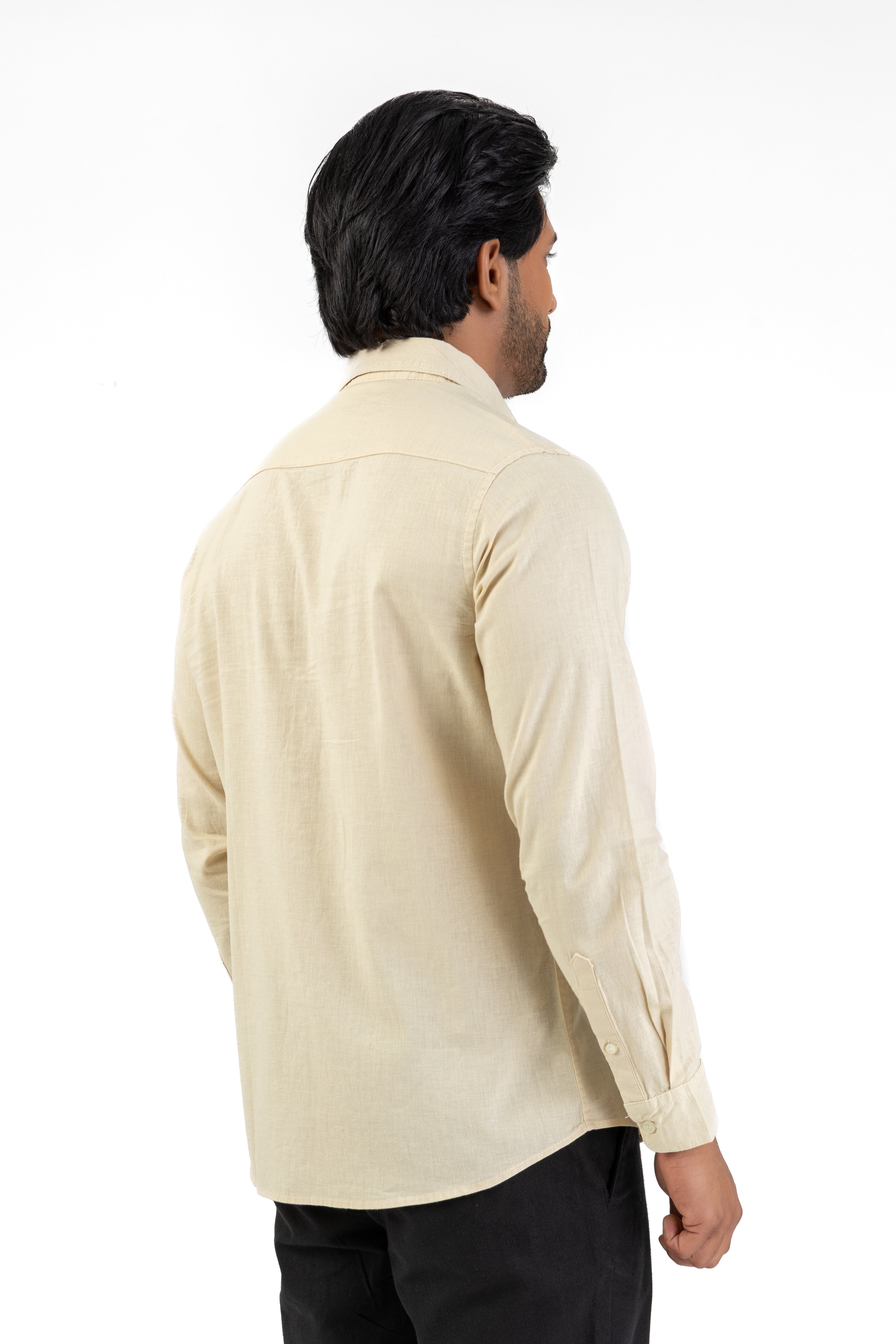 Linen Cotton Long Sleeve Shirt – Beige