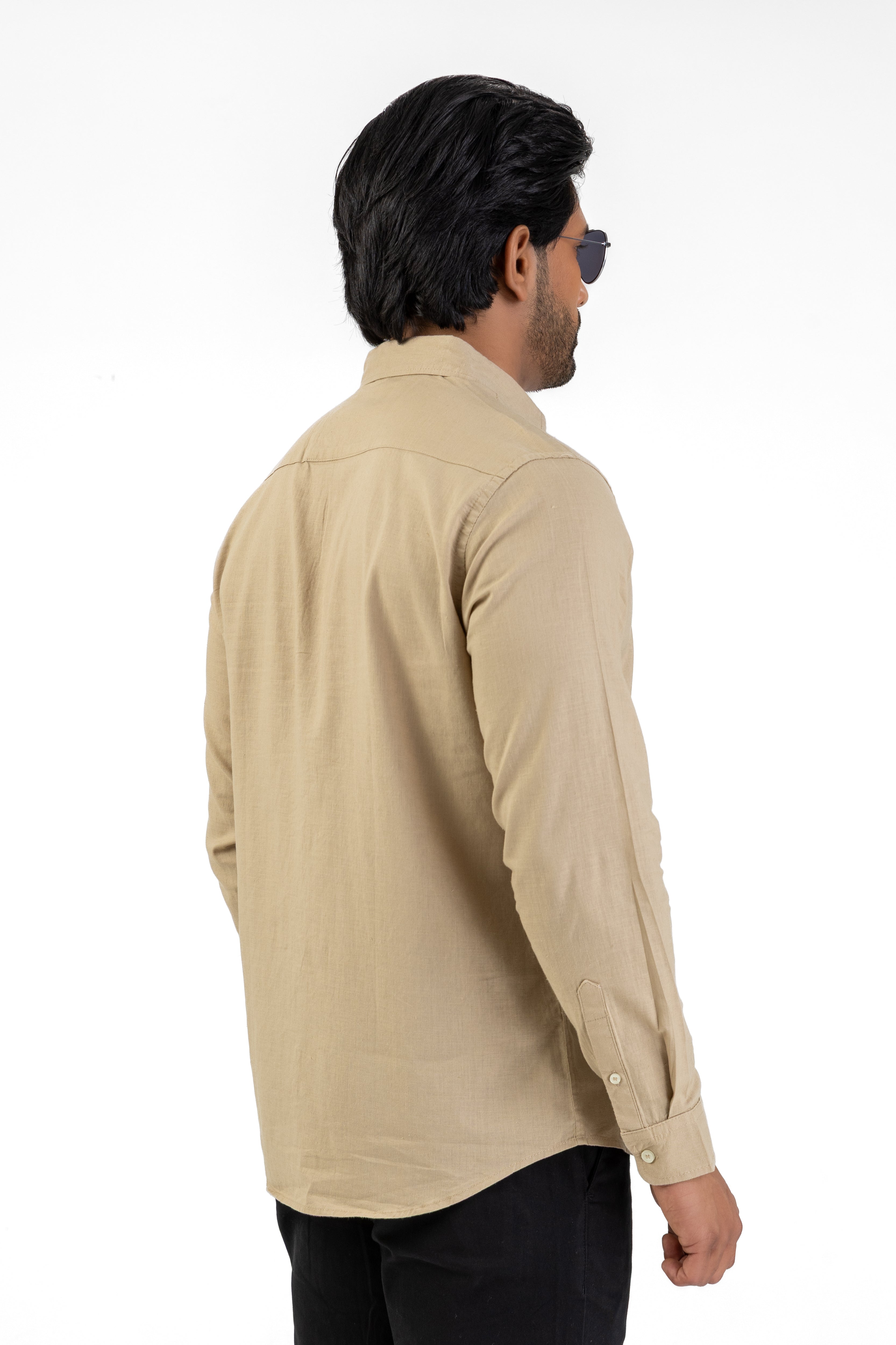 Linen Cotton Long Sleeve Shirt – Camel