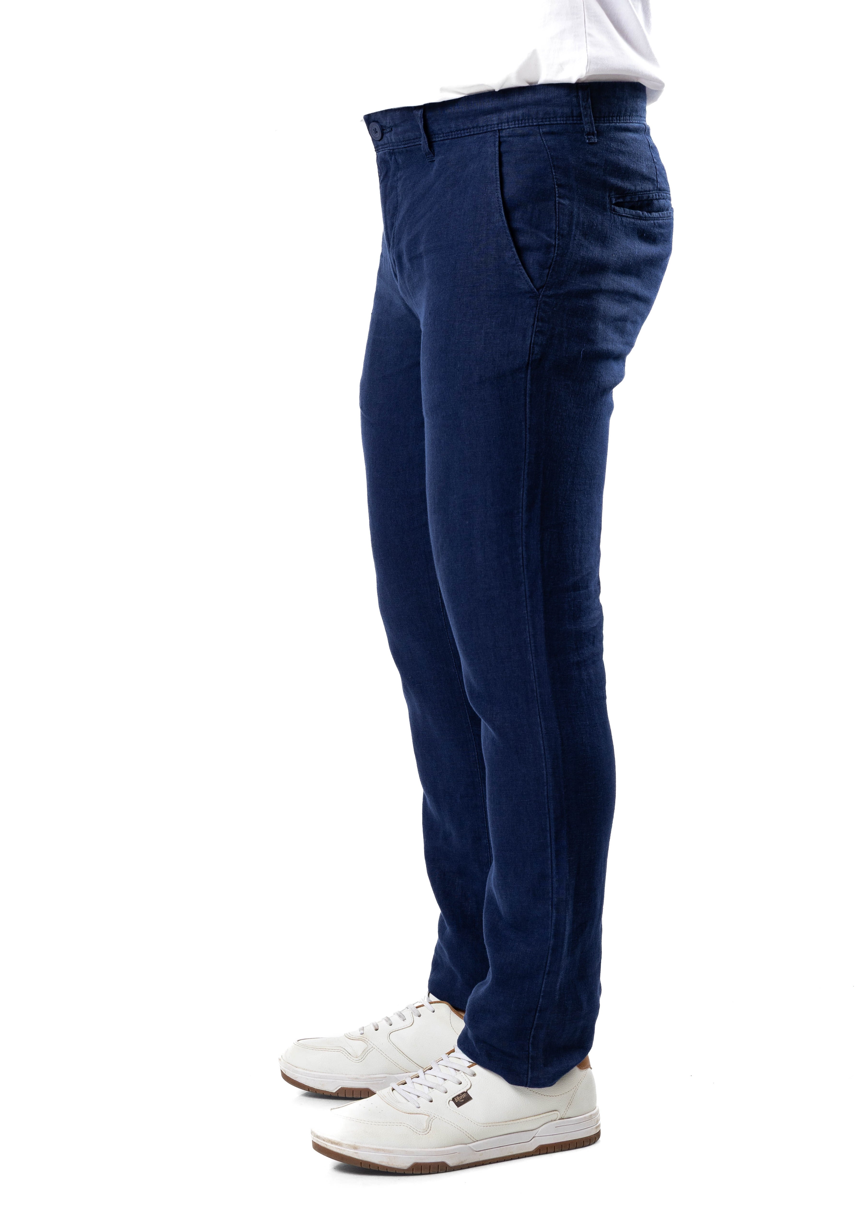 100% Premium Linen Pant - Navy