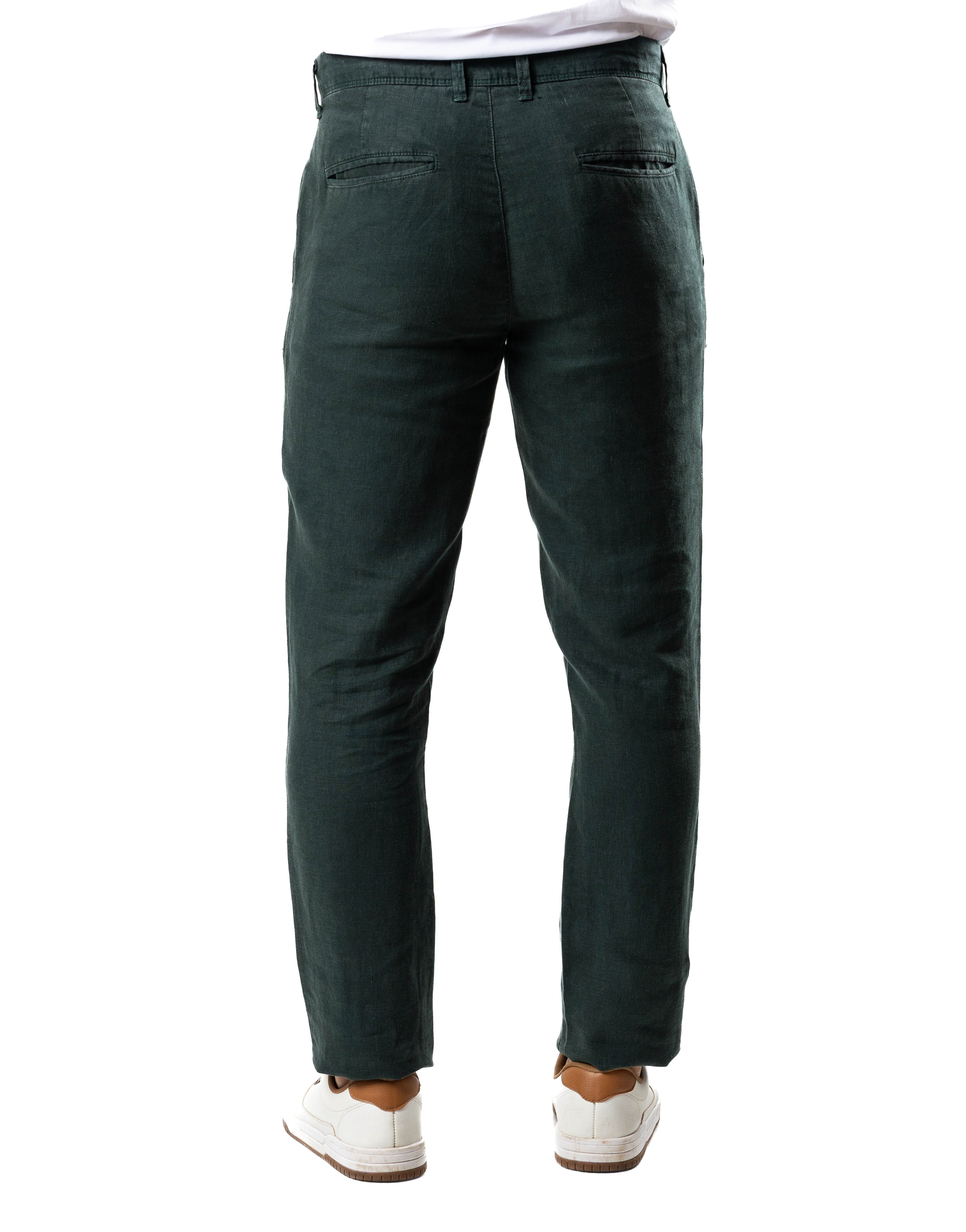 100% Premium Linen Pant – Dark Green