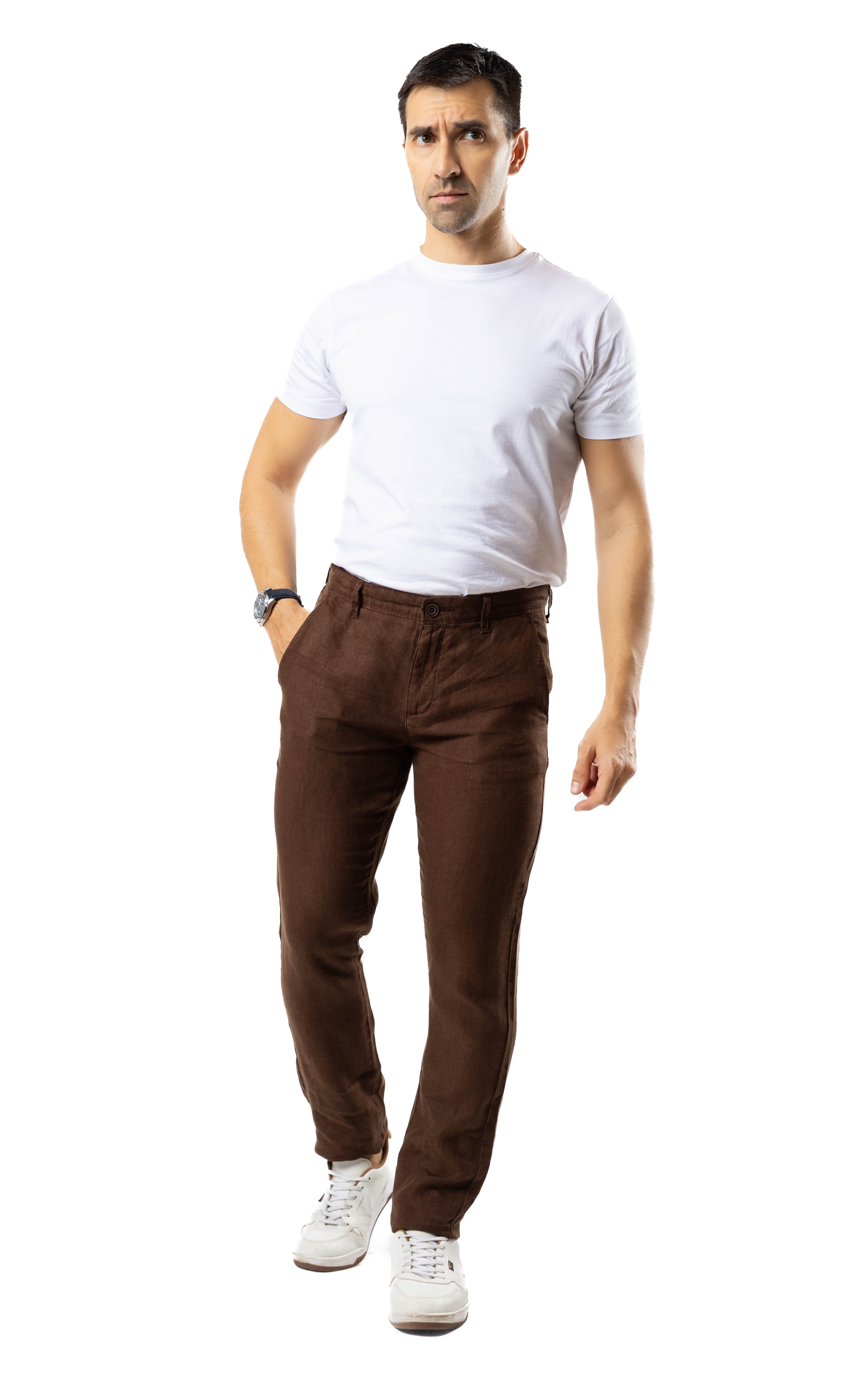 100% Premium Linen Pant – Brown