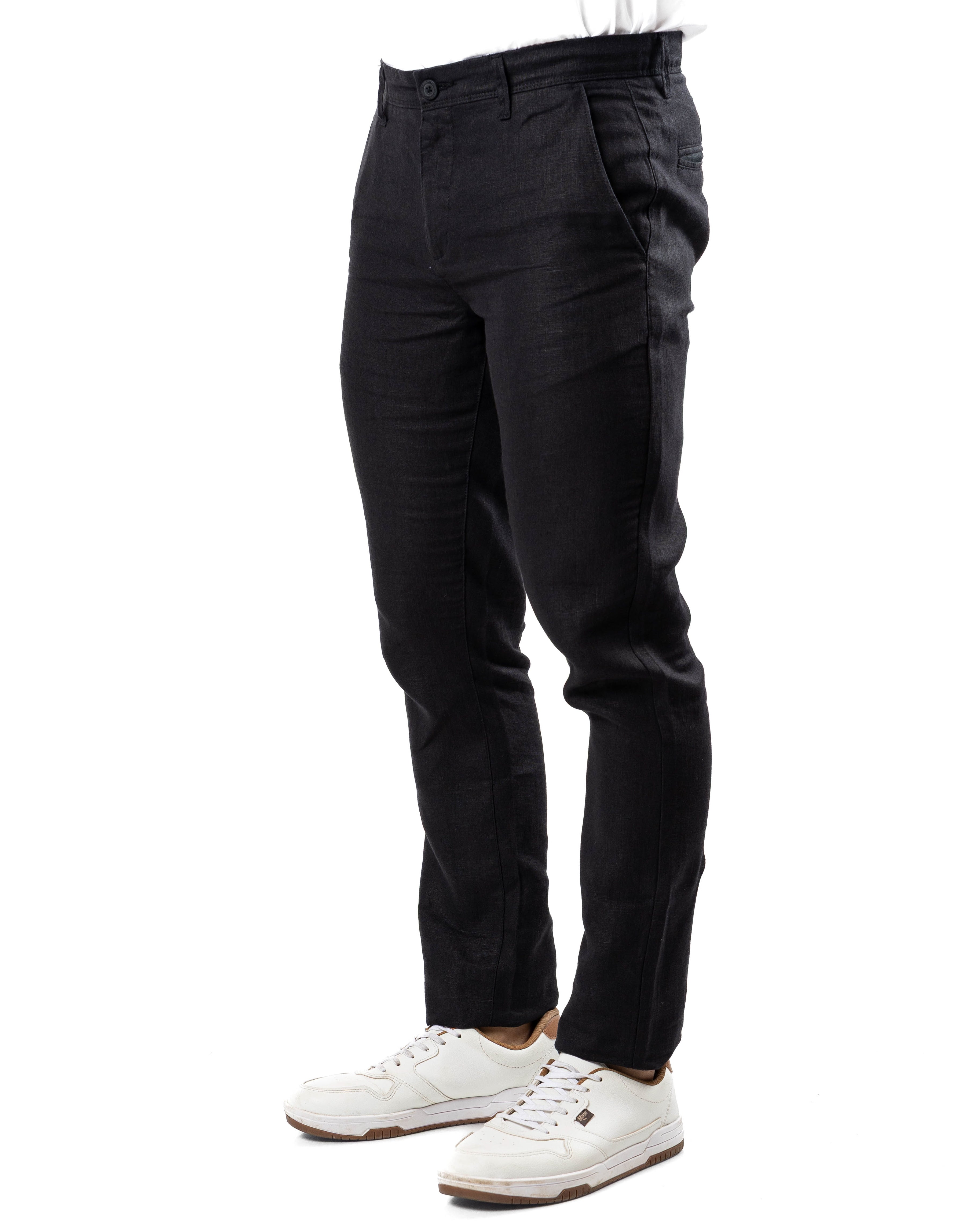 100% Premium Linen Pant – Black