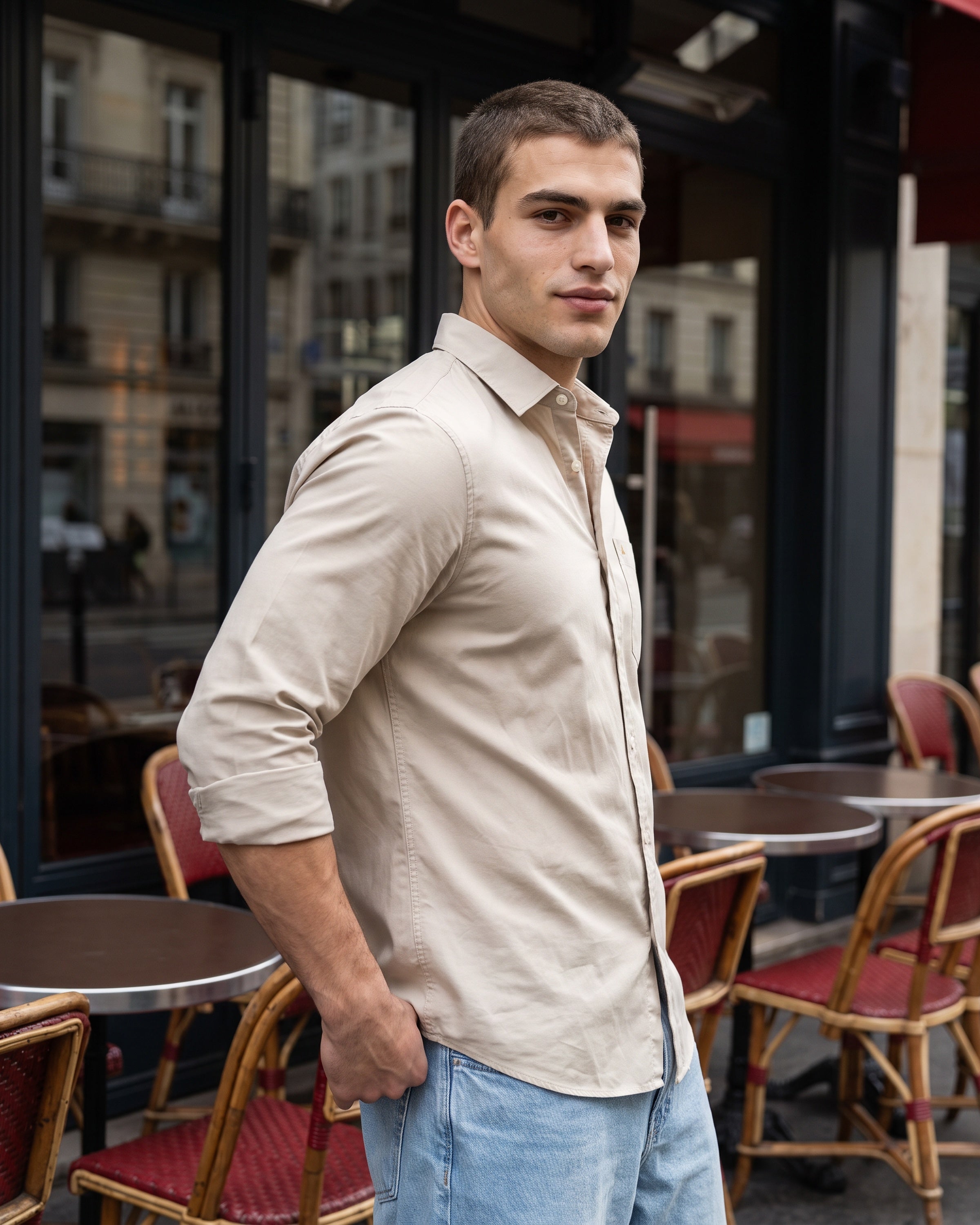 AnationZ Essential Cotton Long Sleeve Shirt - Latte Sri Lanka
