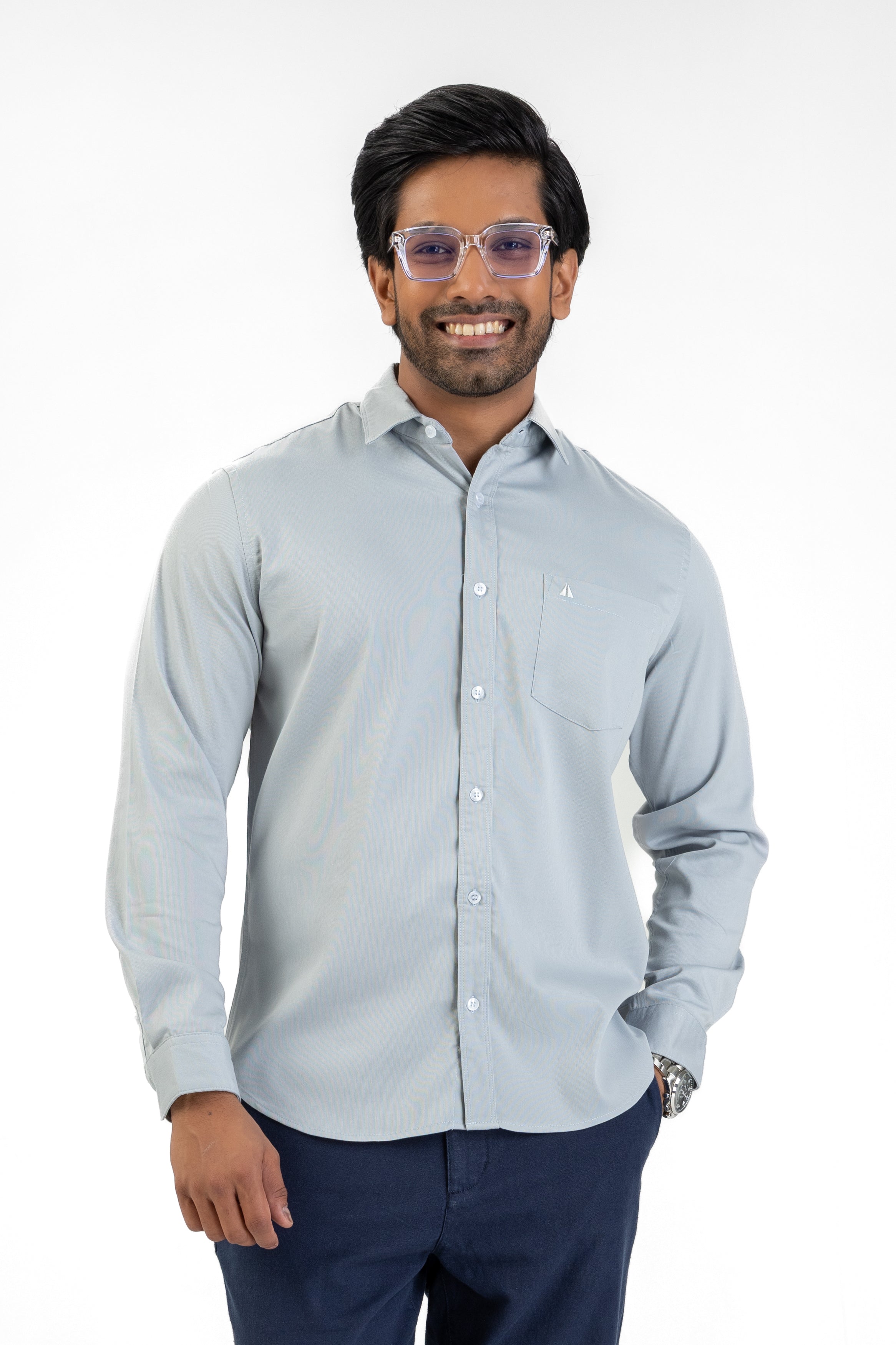 Cord Lycra Stretch Shirt – Light Blue