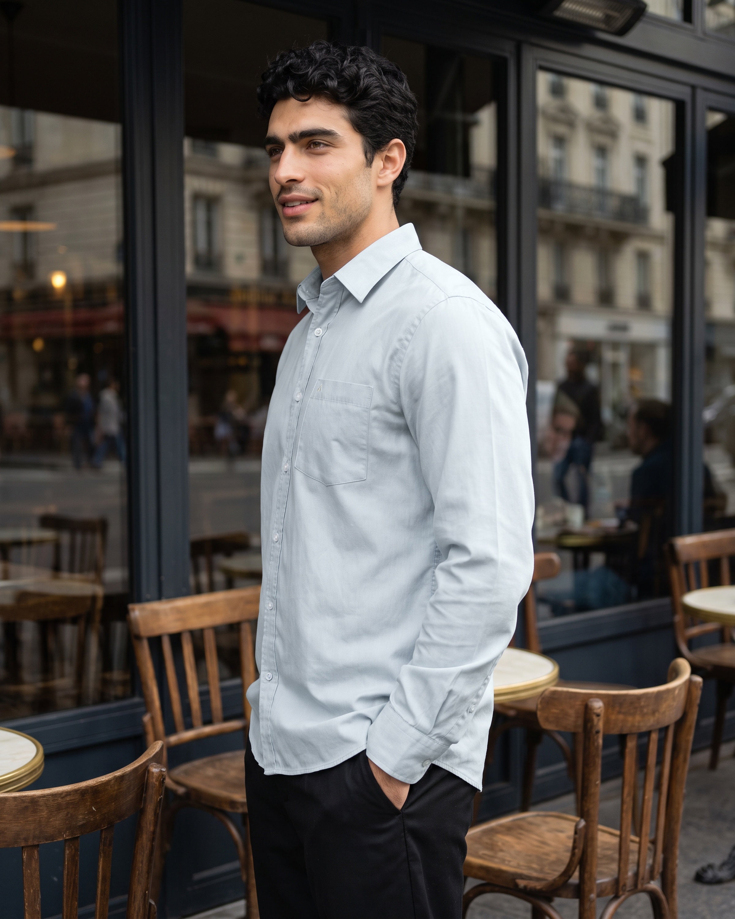 AnationZ Essential Cotton Long Sleeve Shirt - Storm Dust Sri Lanka
