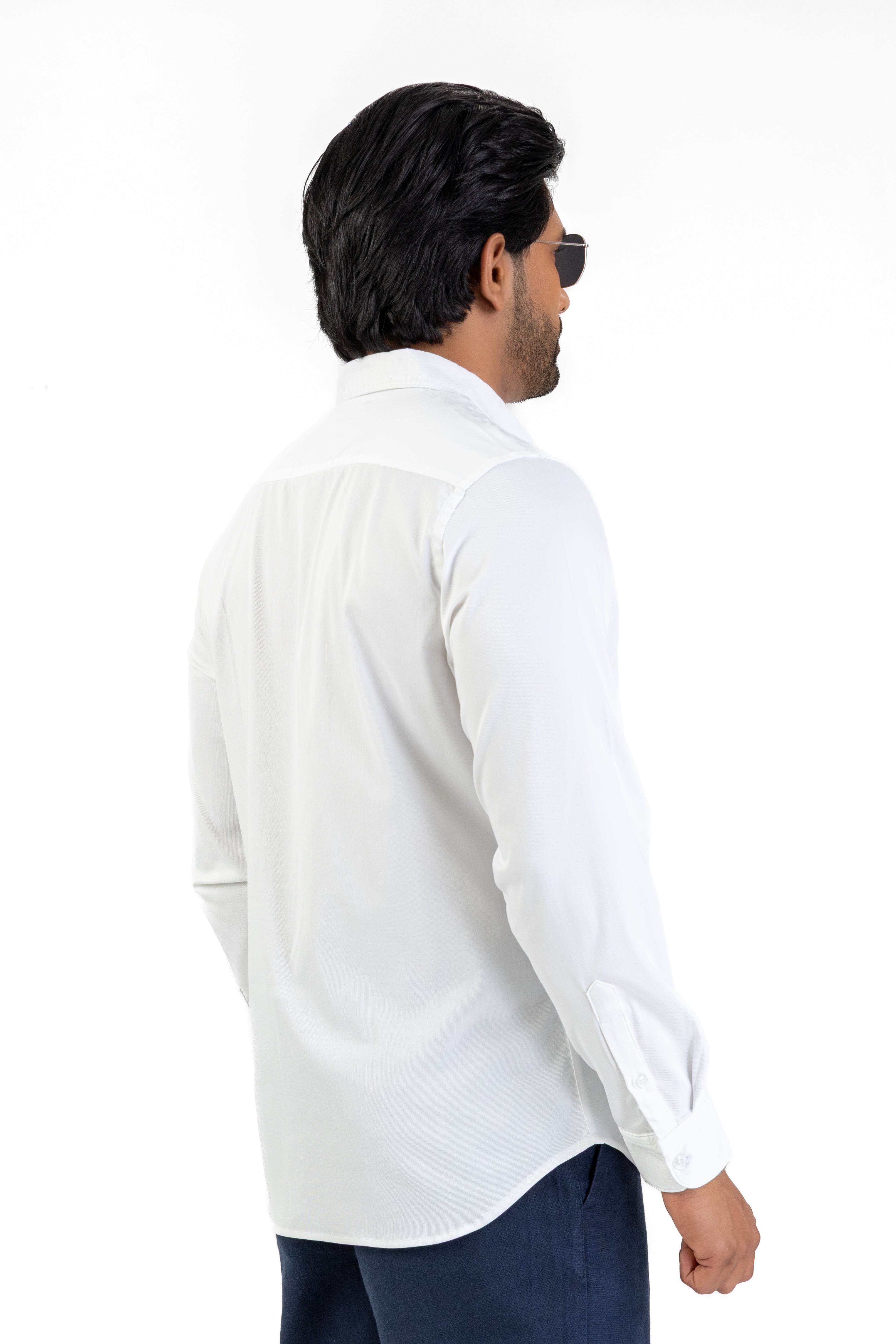 Cord Lycra Stretch Shirt – Off White
