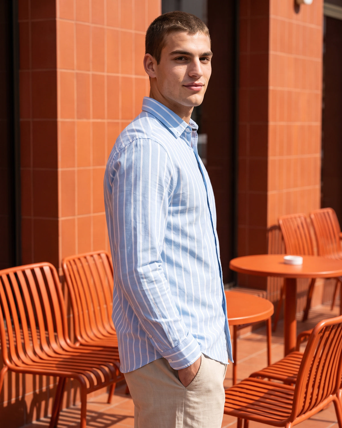 AnationZ Essential Cotton Stripe Long Sleeve Shirt - Anationz Sri Lanka