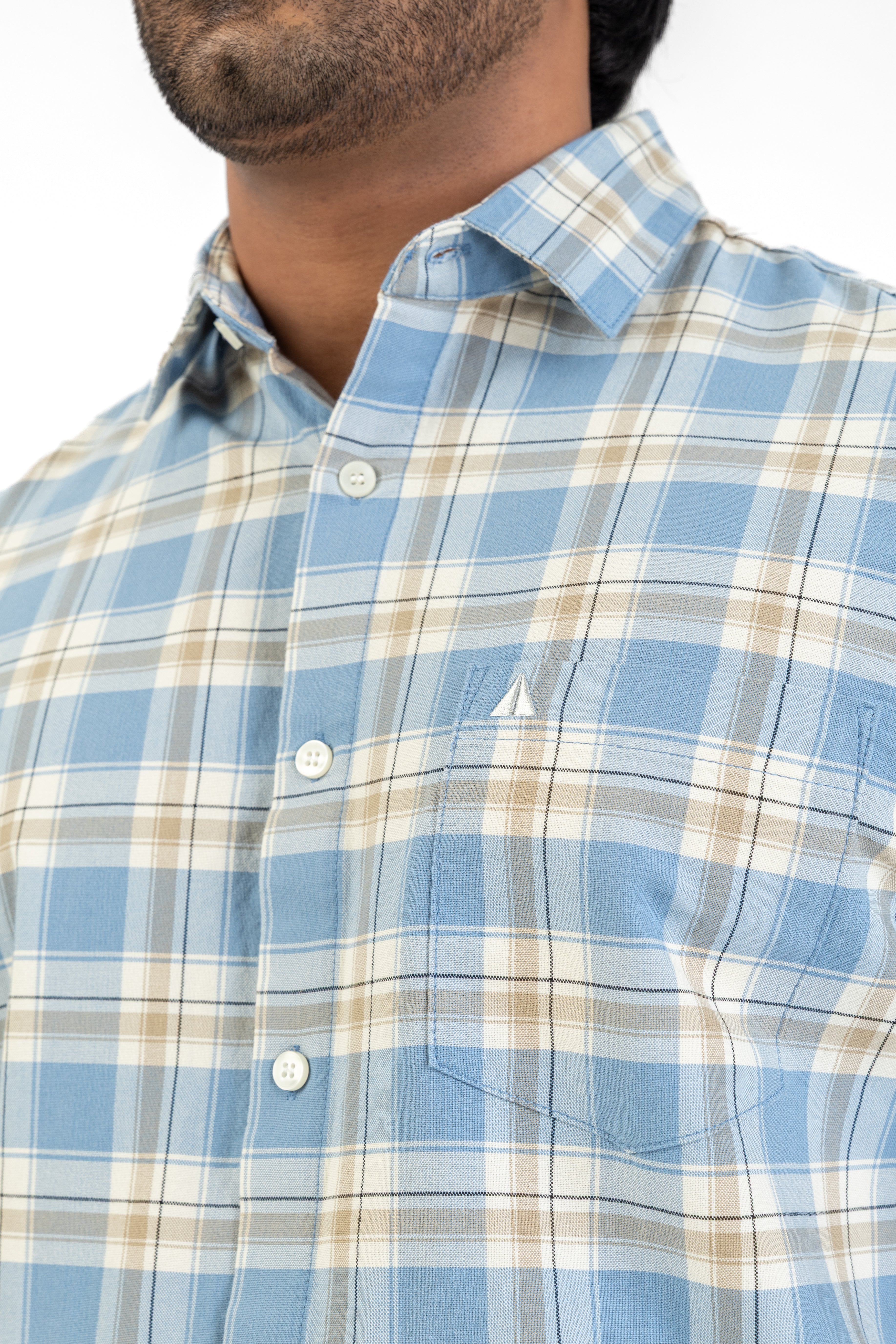 Cotton Check Shirt – Second Light Blue