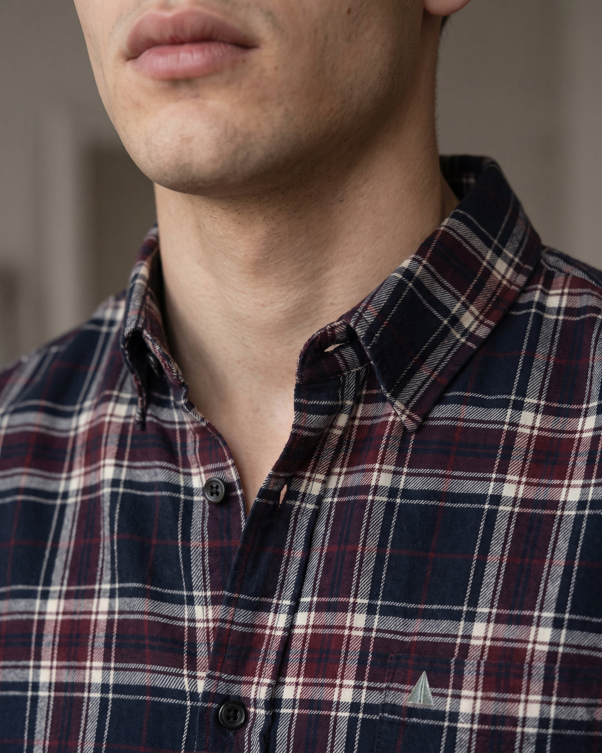 Essential Cotton Check Long Sleeve Shirt – Burgundy Reserve