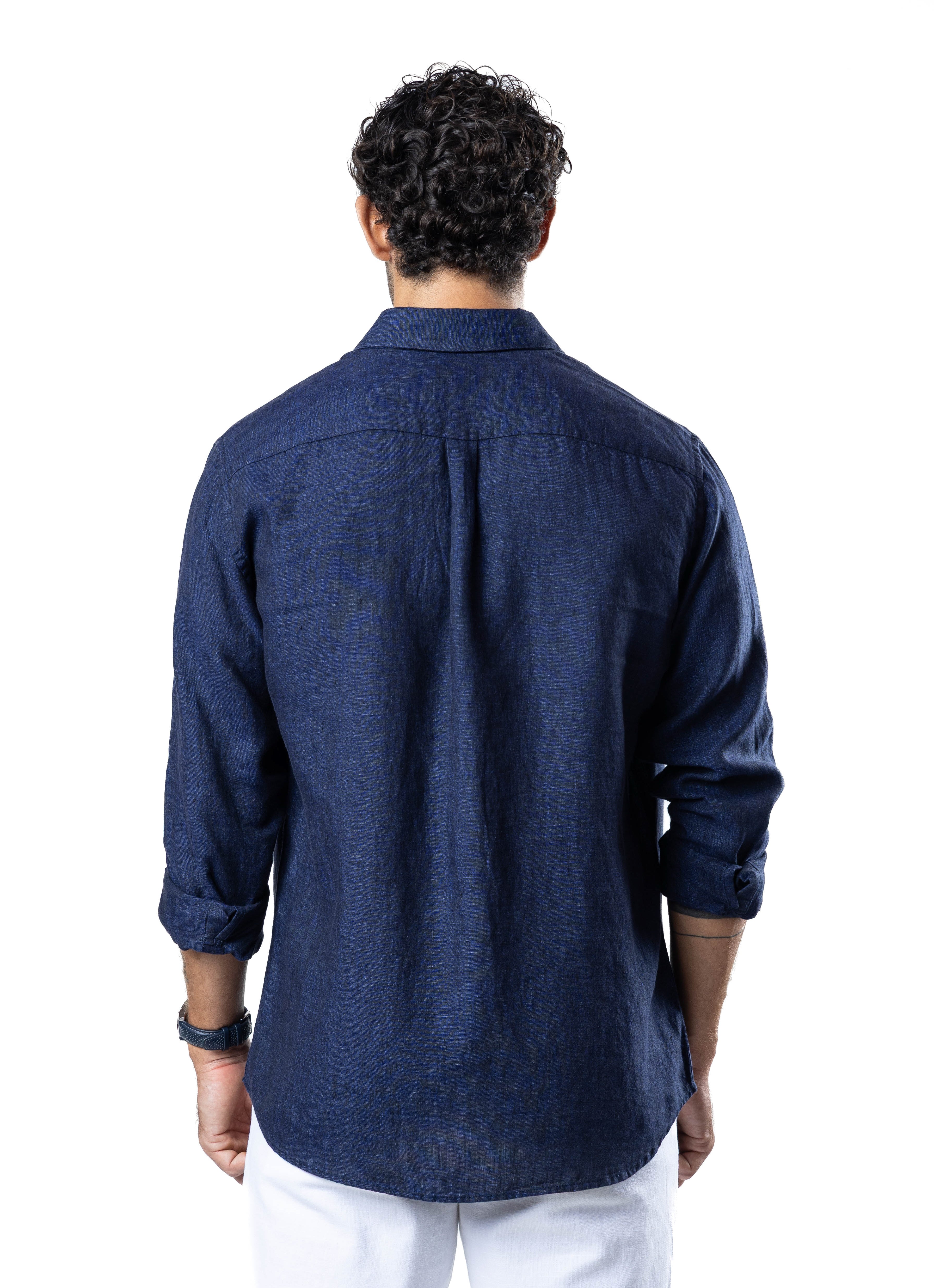 The Luxe Linen Shirt – Deep Navy