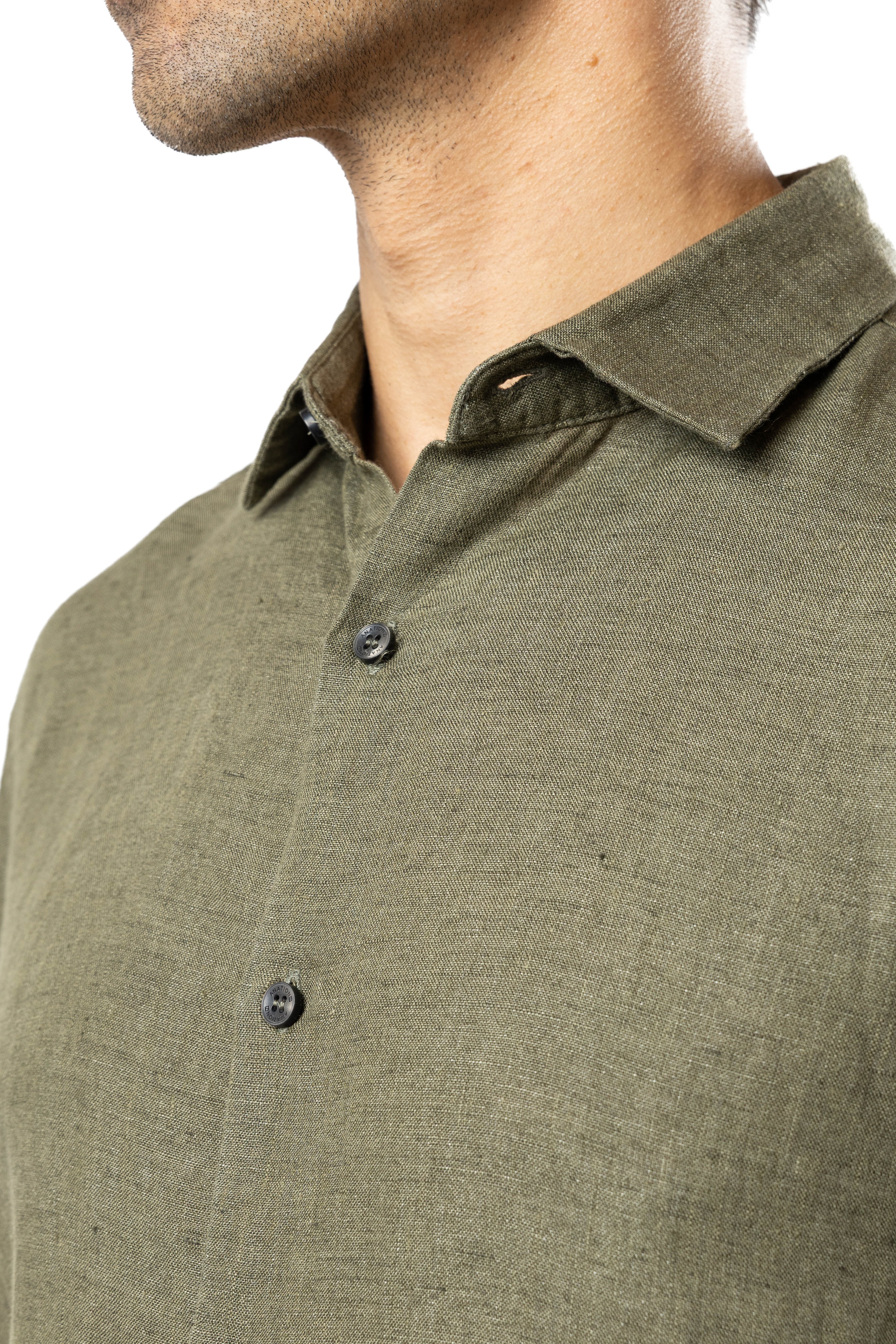 The Luxe Linen Shirt – Earth Green