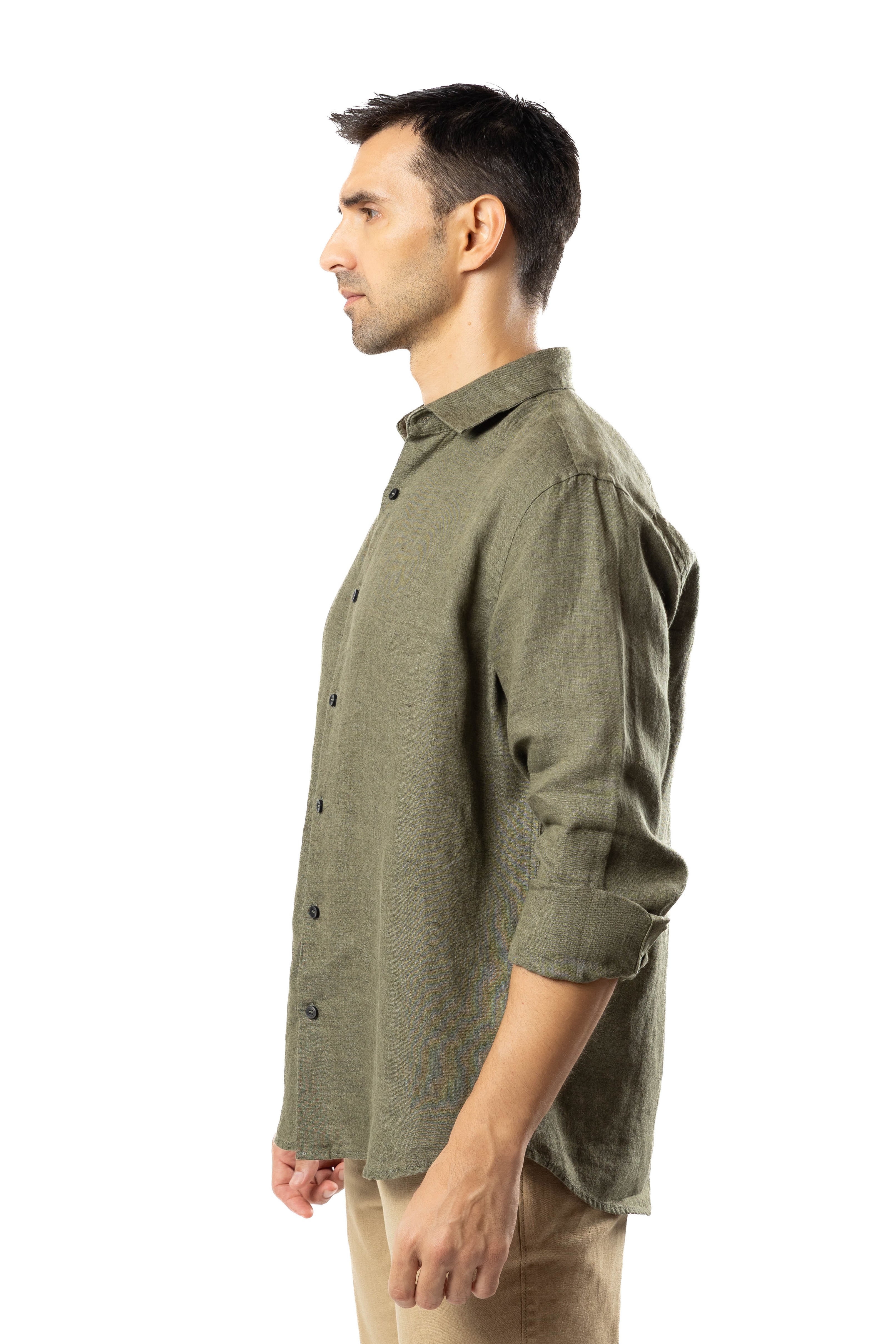 The Luxe Linen Shirt – Earth Green