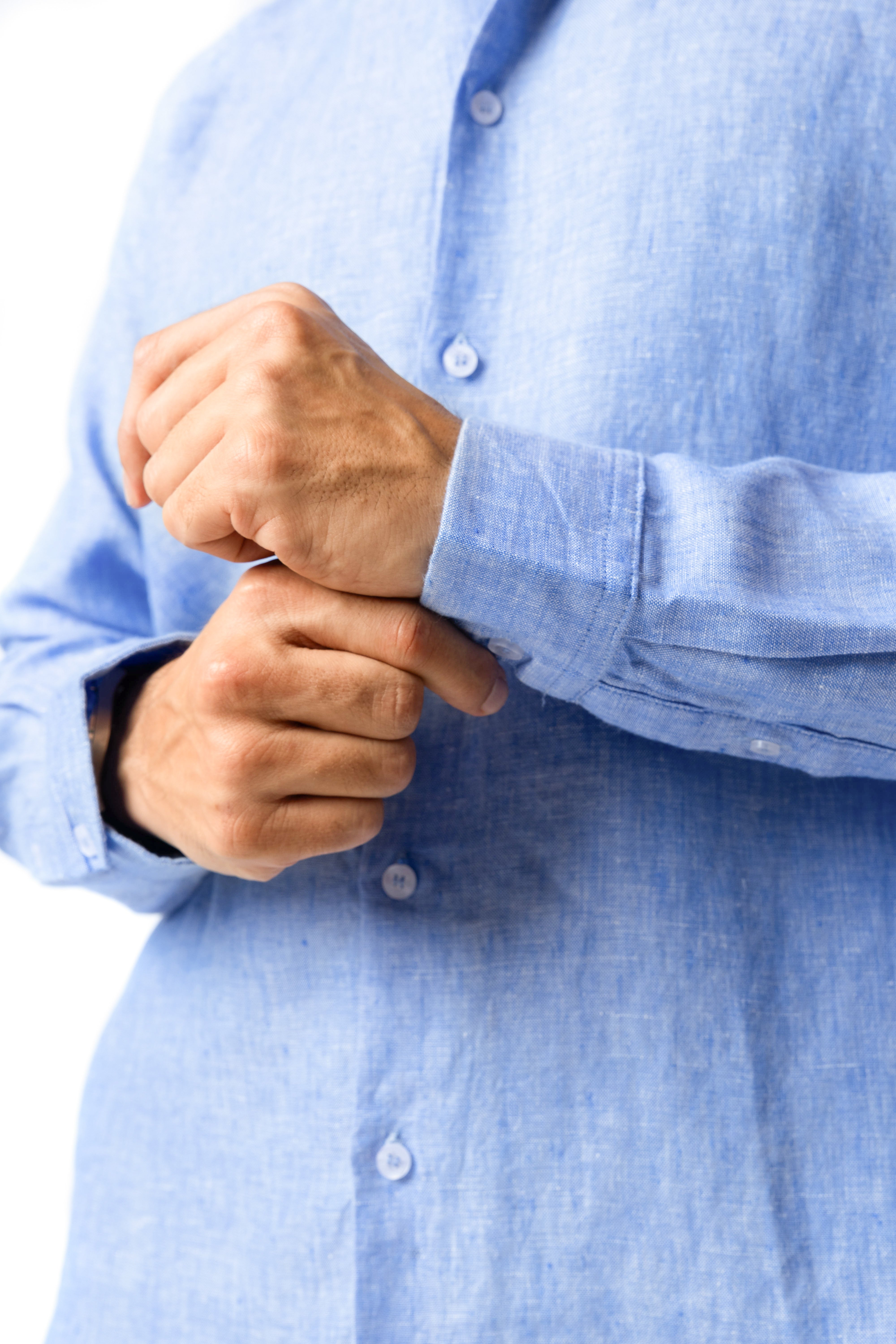 The Luxe Linen Shirt – Sky Fade