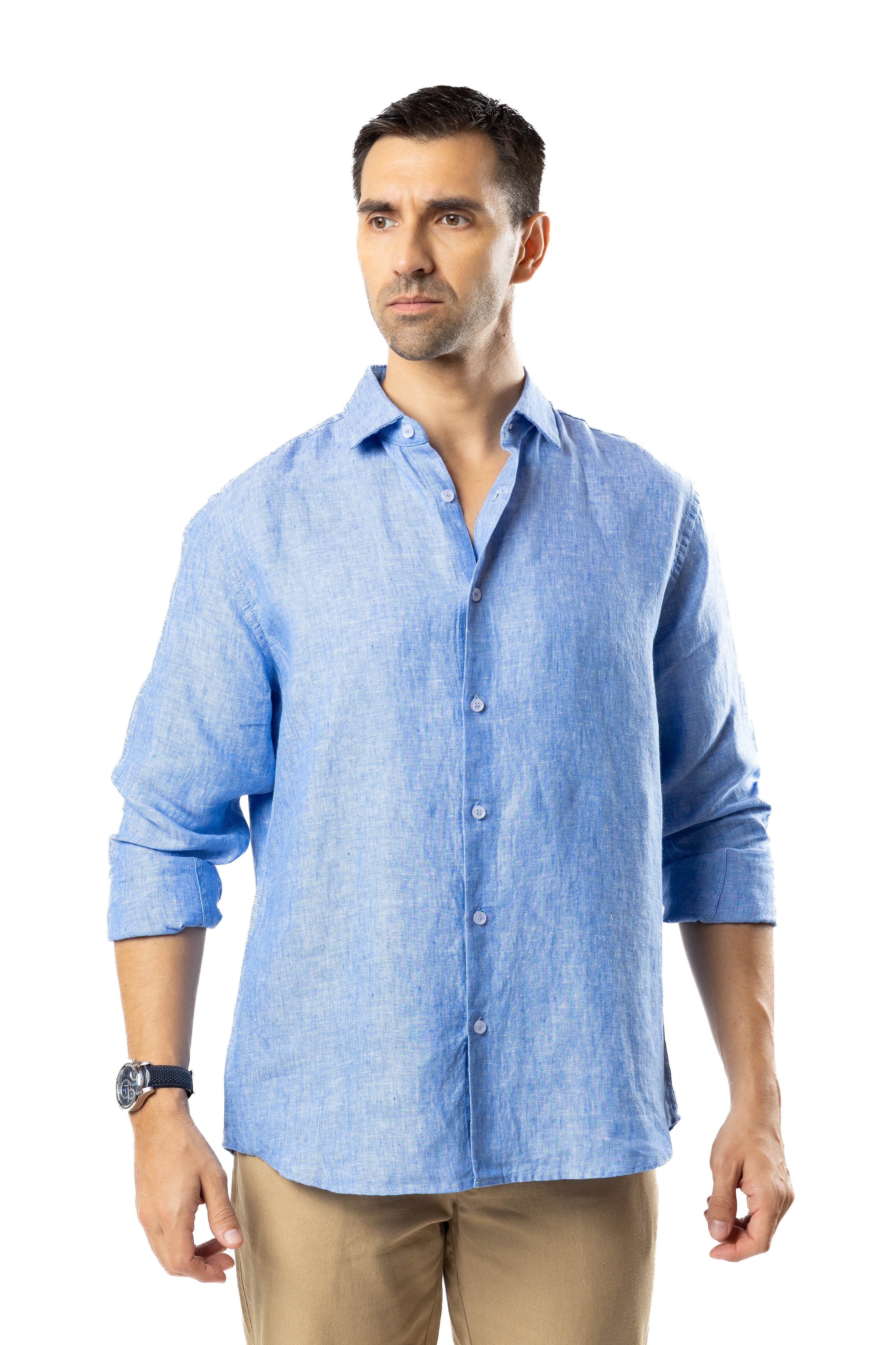 The Luxe Linen Shirt – Sky Fade