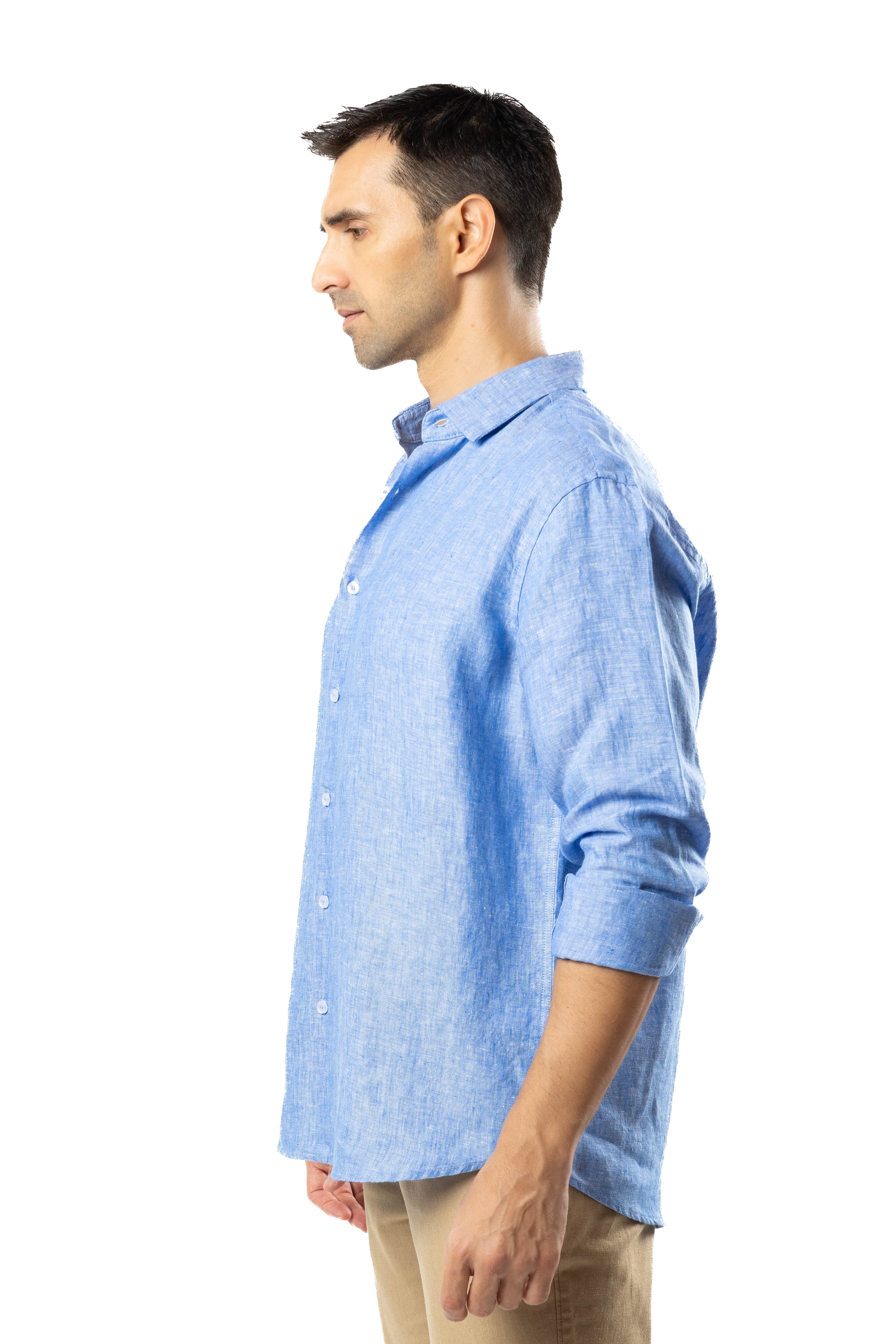The Luxe Linen Shirt – Sky Fade