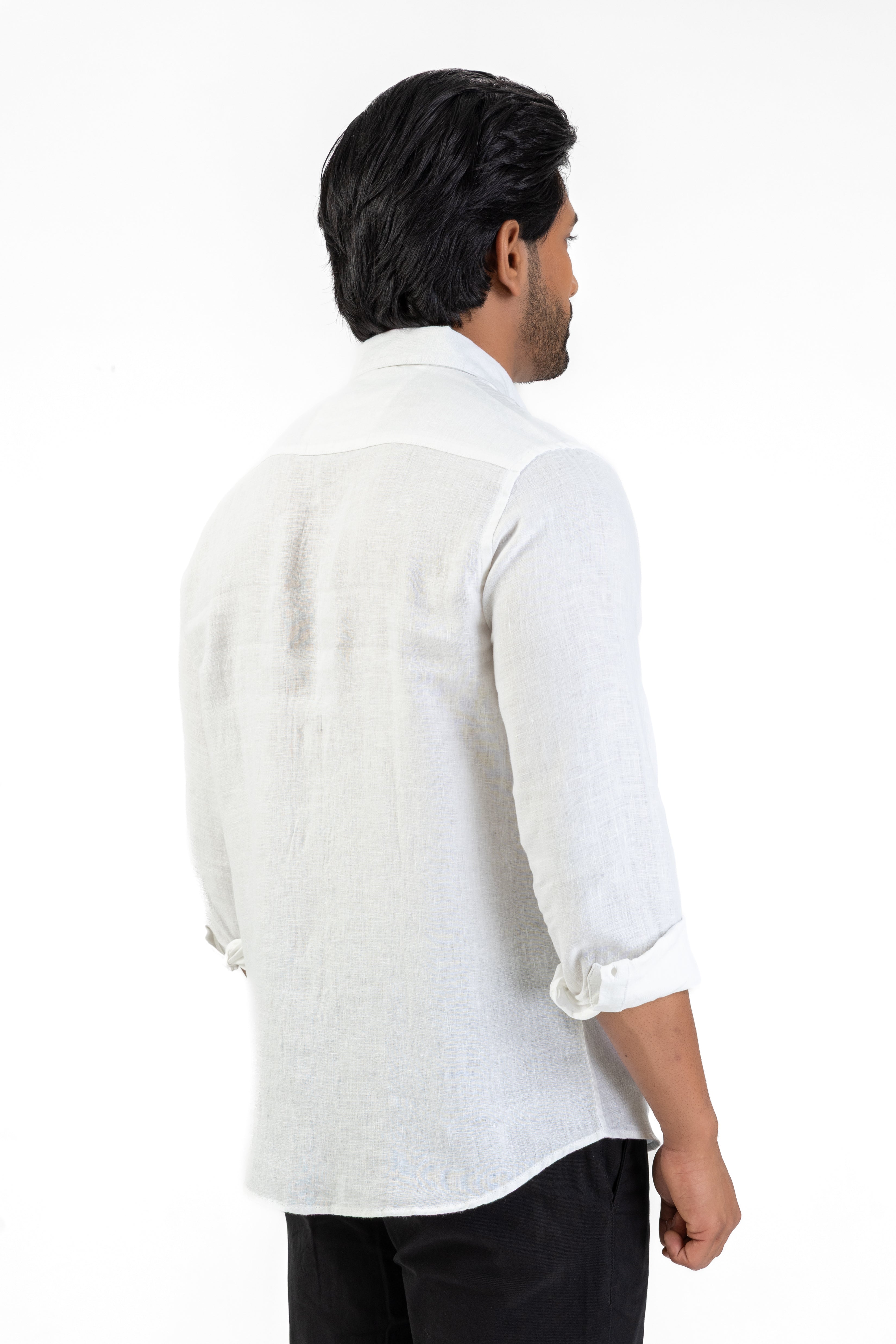 100% Linen Long Sleeve Shirt – White
