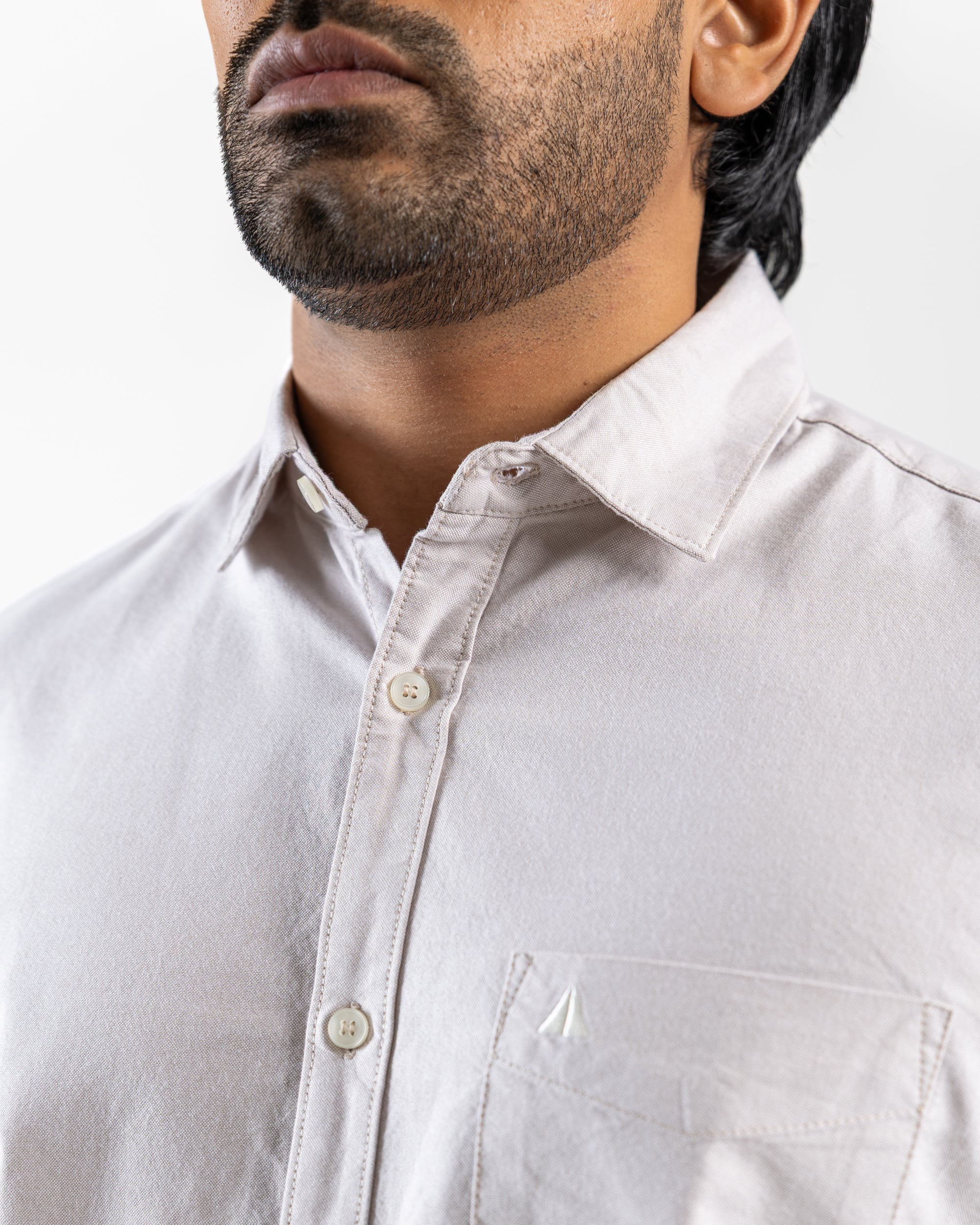 100% COTTON Short Sleeve Shirt - Sahara Beige