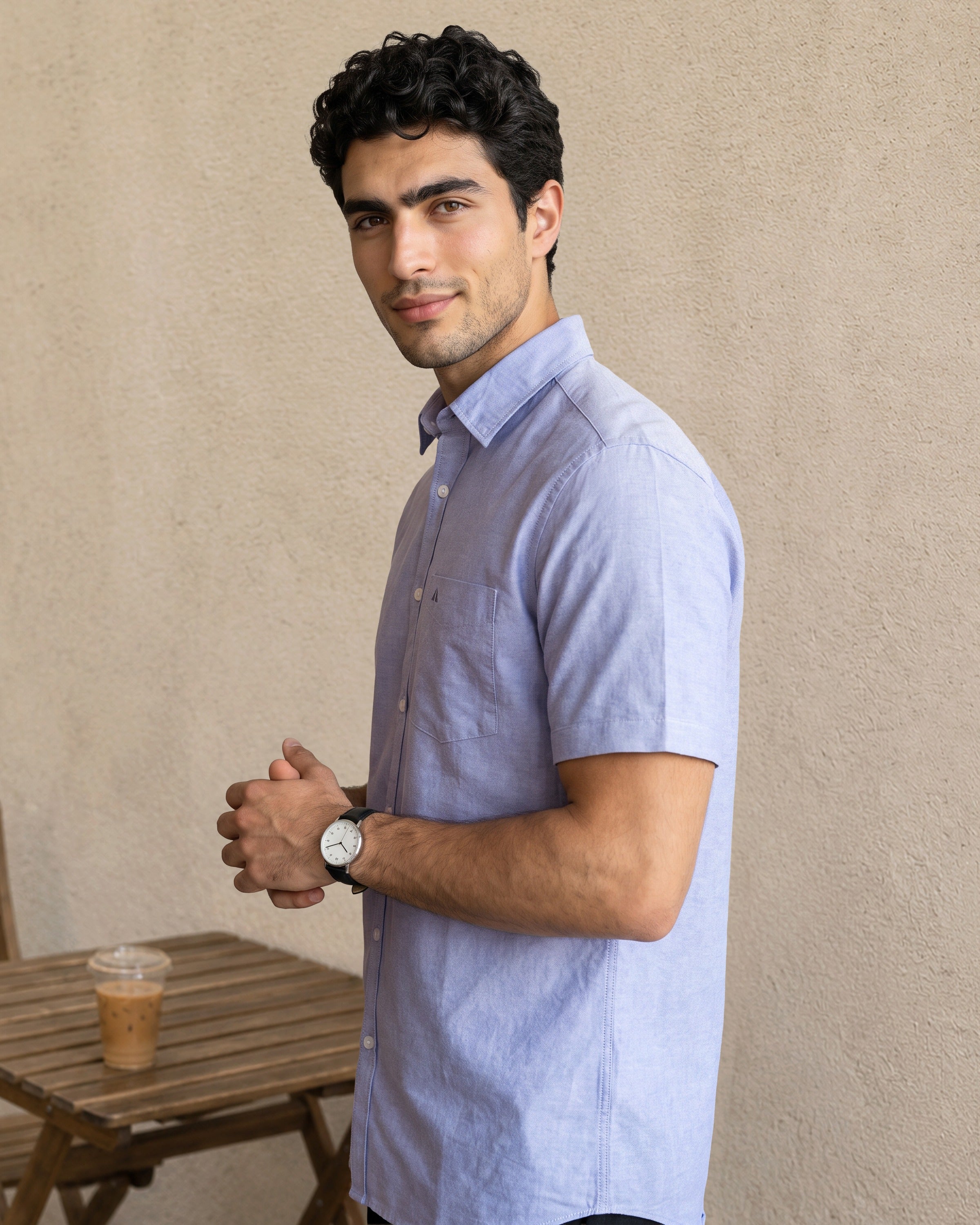 Essential Cotton Short Sleeve Shirt - Midnight Ink
