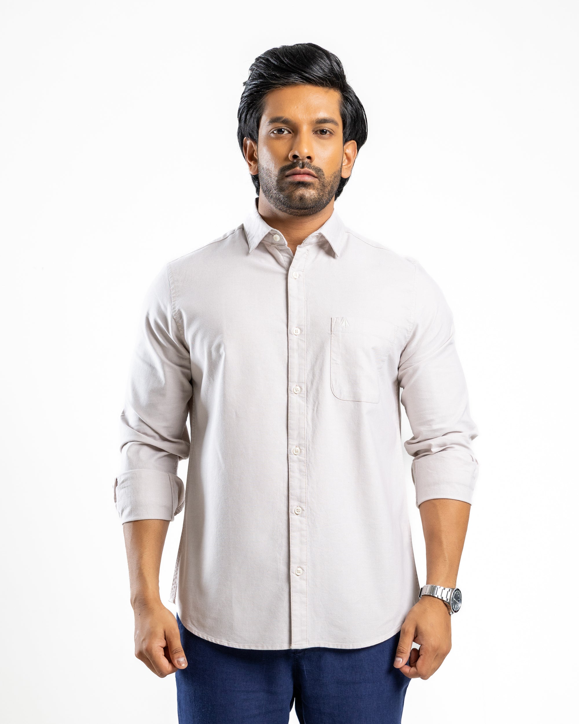 100% COTTON Long Sleeve Shirt - Sahara Beige