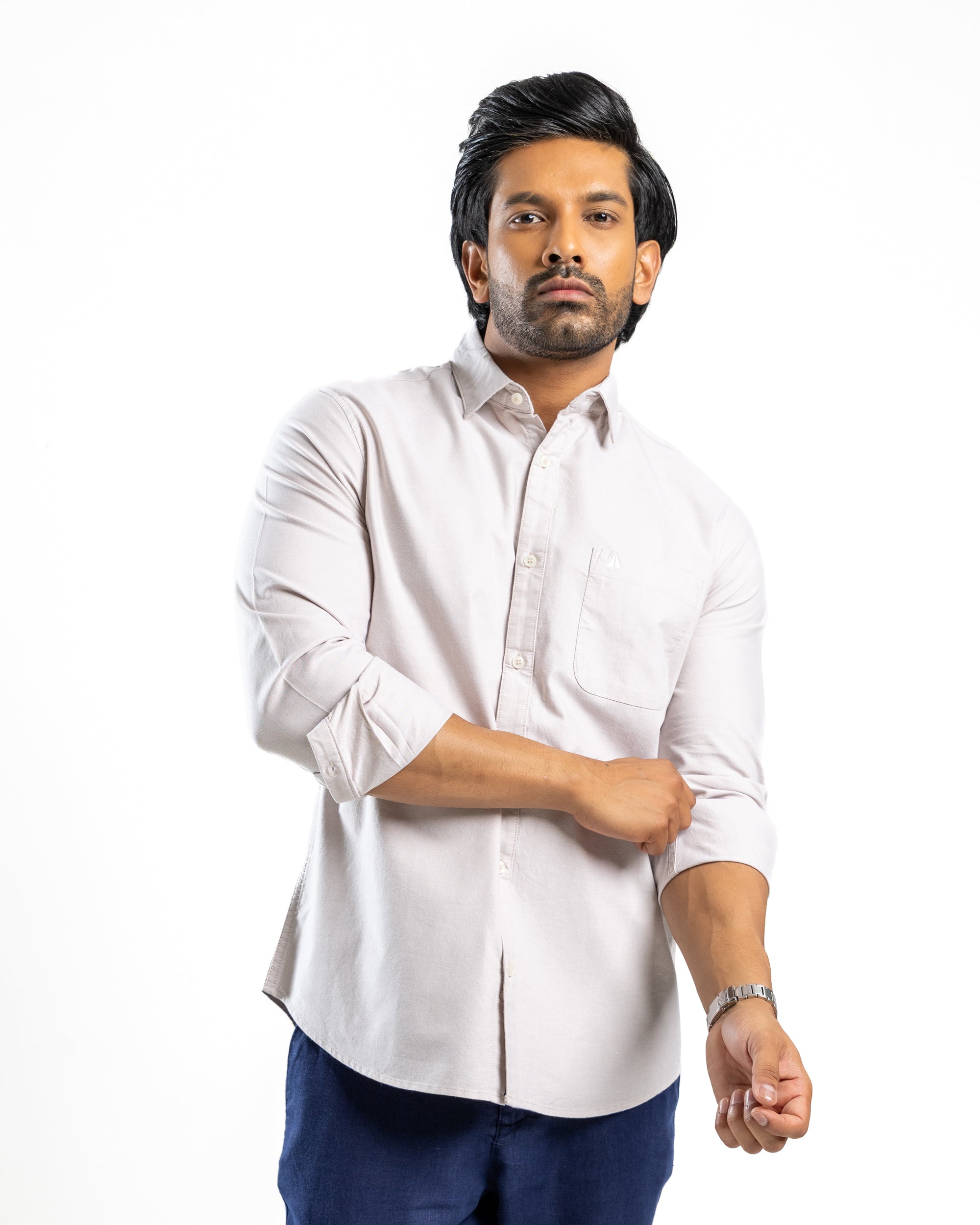 100% COTTON Long Sleeve Shirt - Sahara Beige