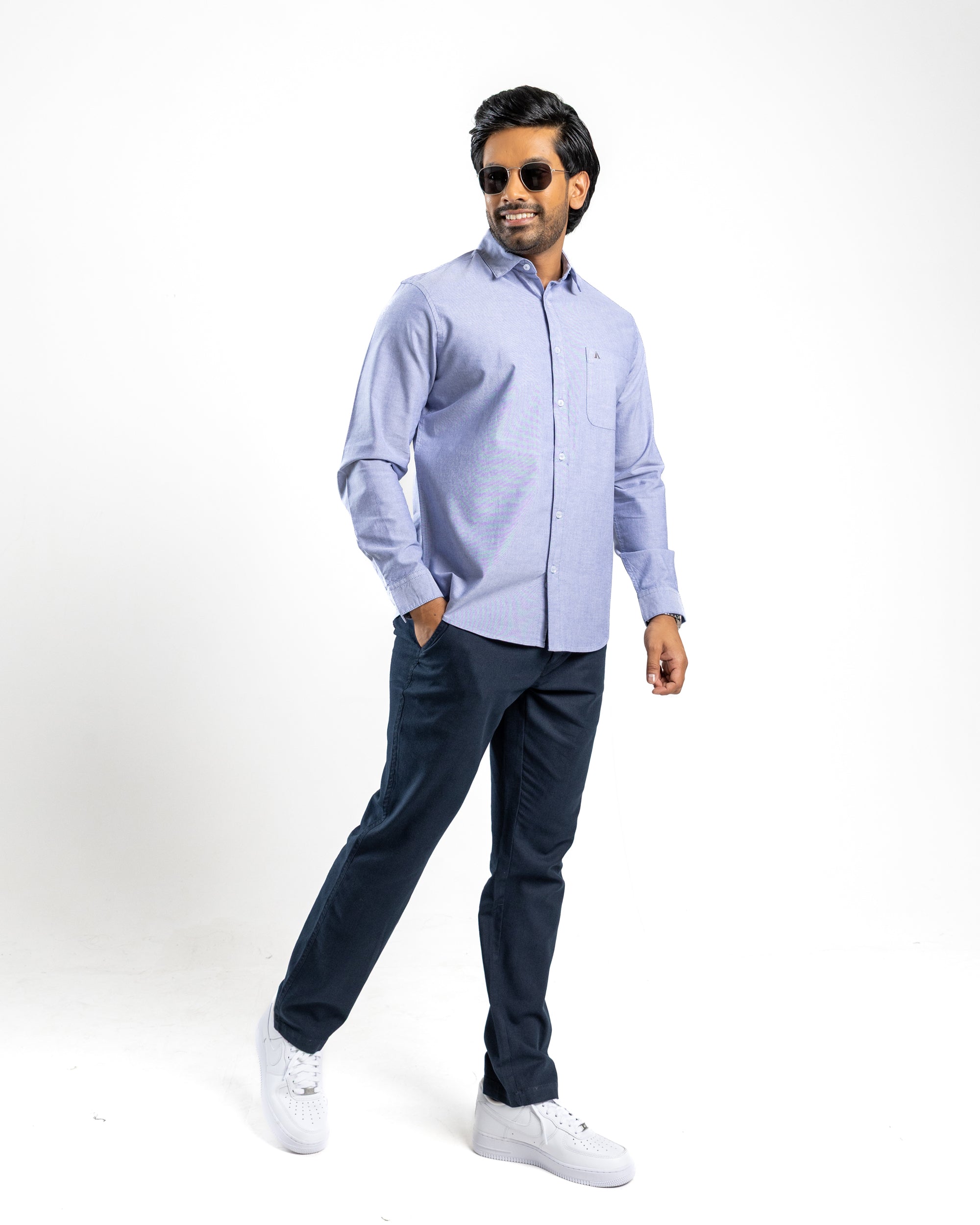 AnationZ Essential Cotton Long Sleeve Shirt - Midnight Ink Sri Lanka
