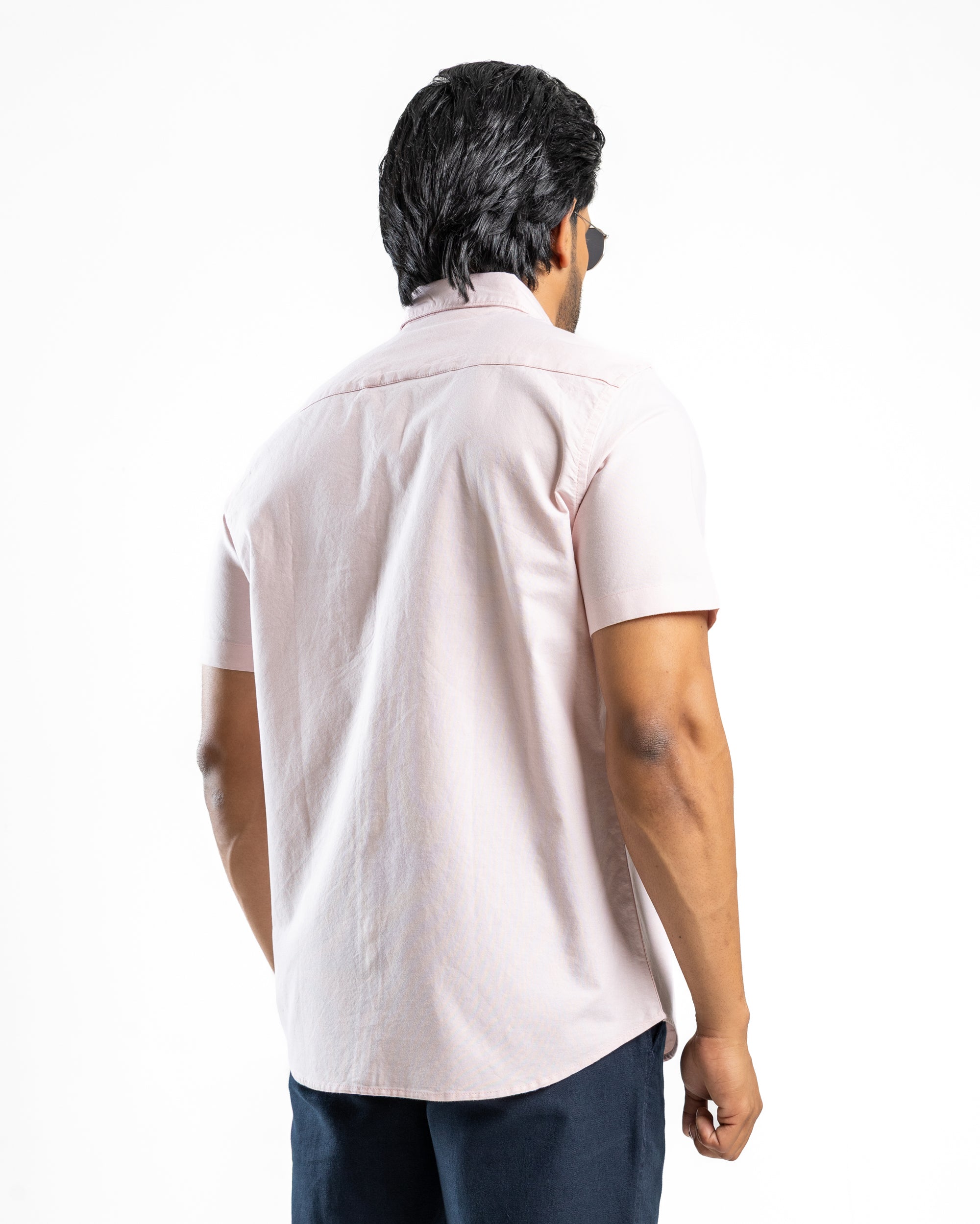 100% COTTON Short Sleeve Shirt - Peach