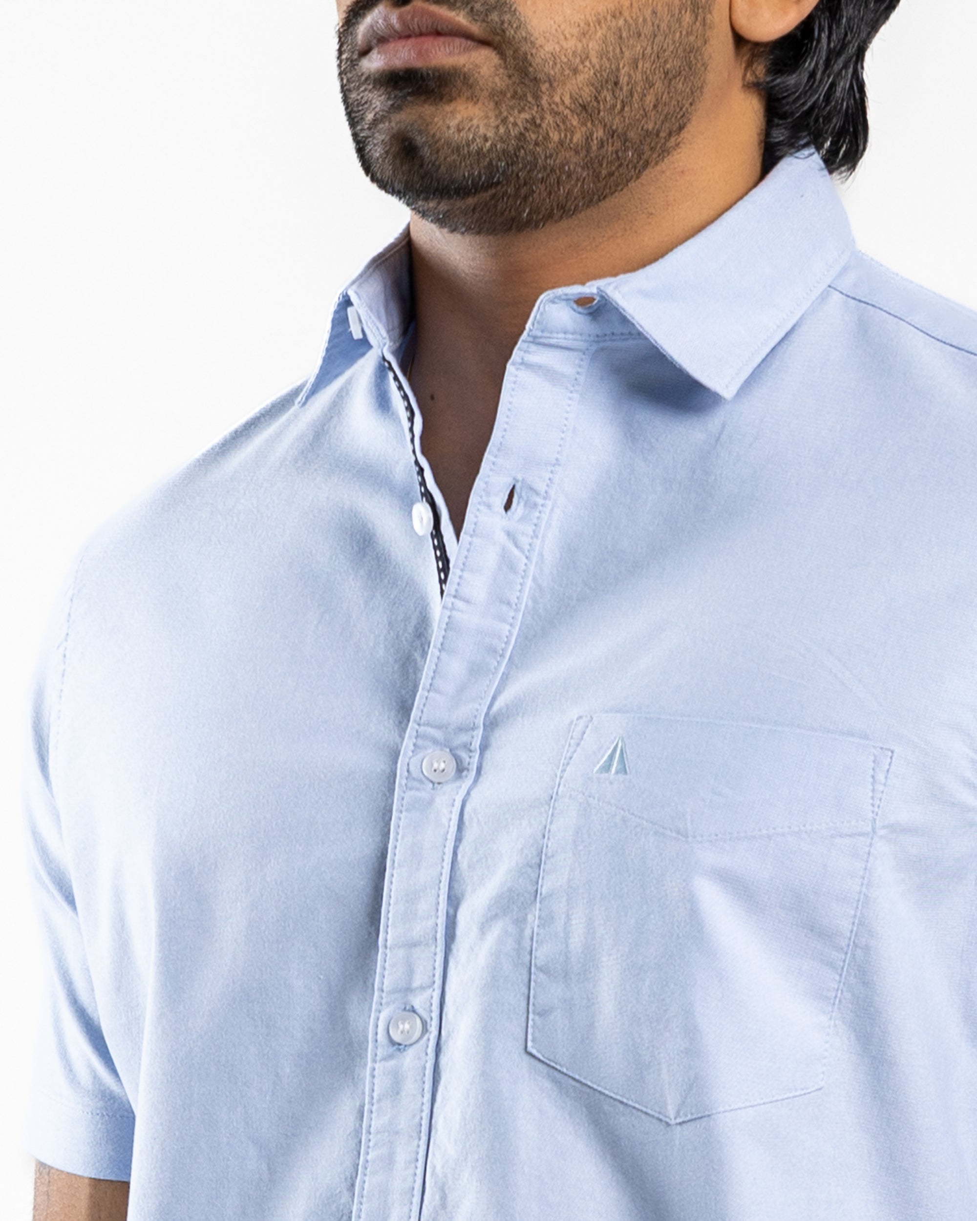 AnationZ Essential Cotton Short Sleeve Shirt - Glacial Blue Sri Lanka
