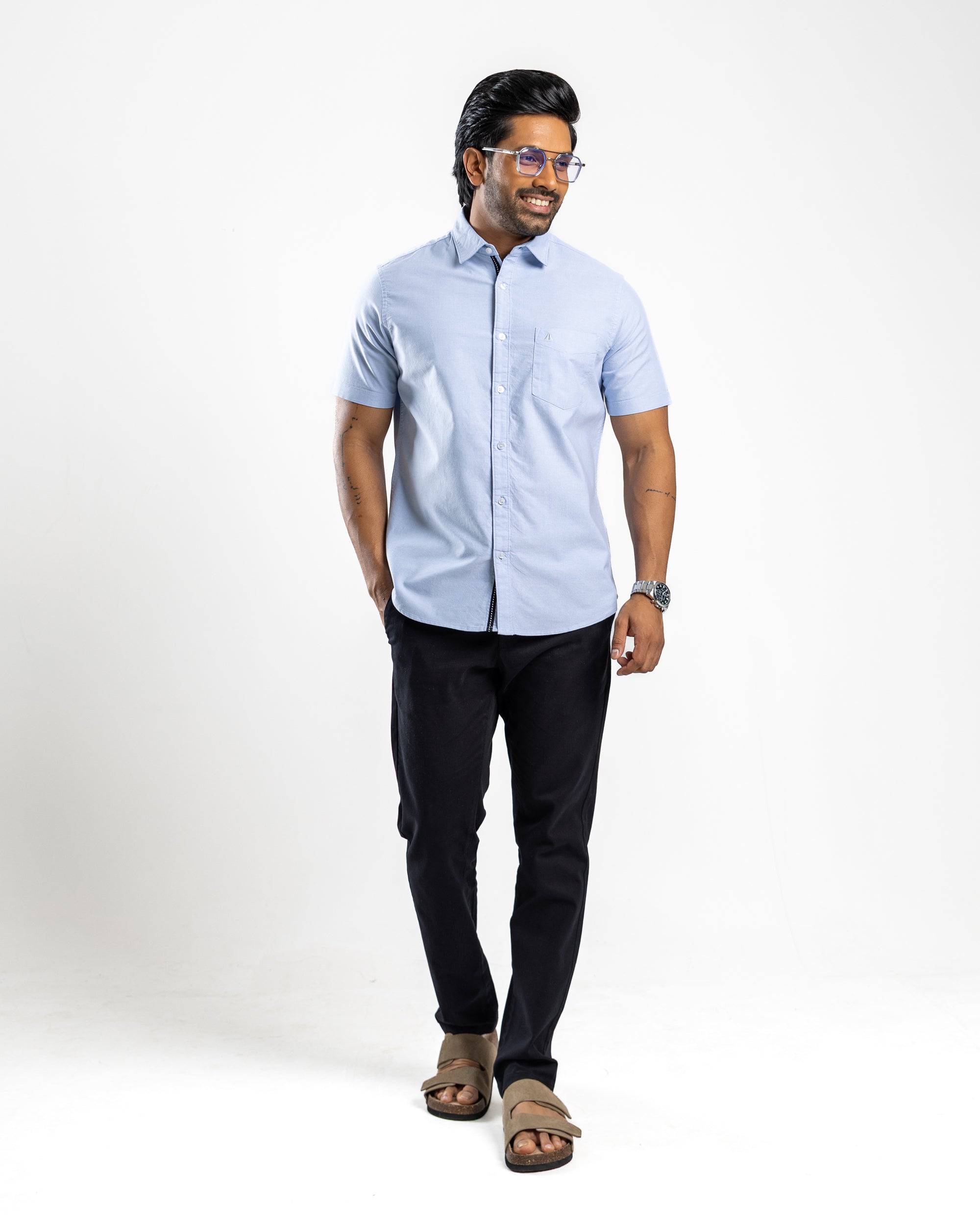 AnationZ Essential Cotton Short Sleeve Shirt - Glacial Blue Sri Lanka

