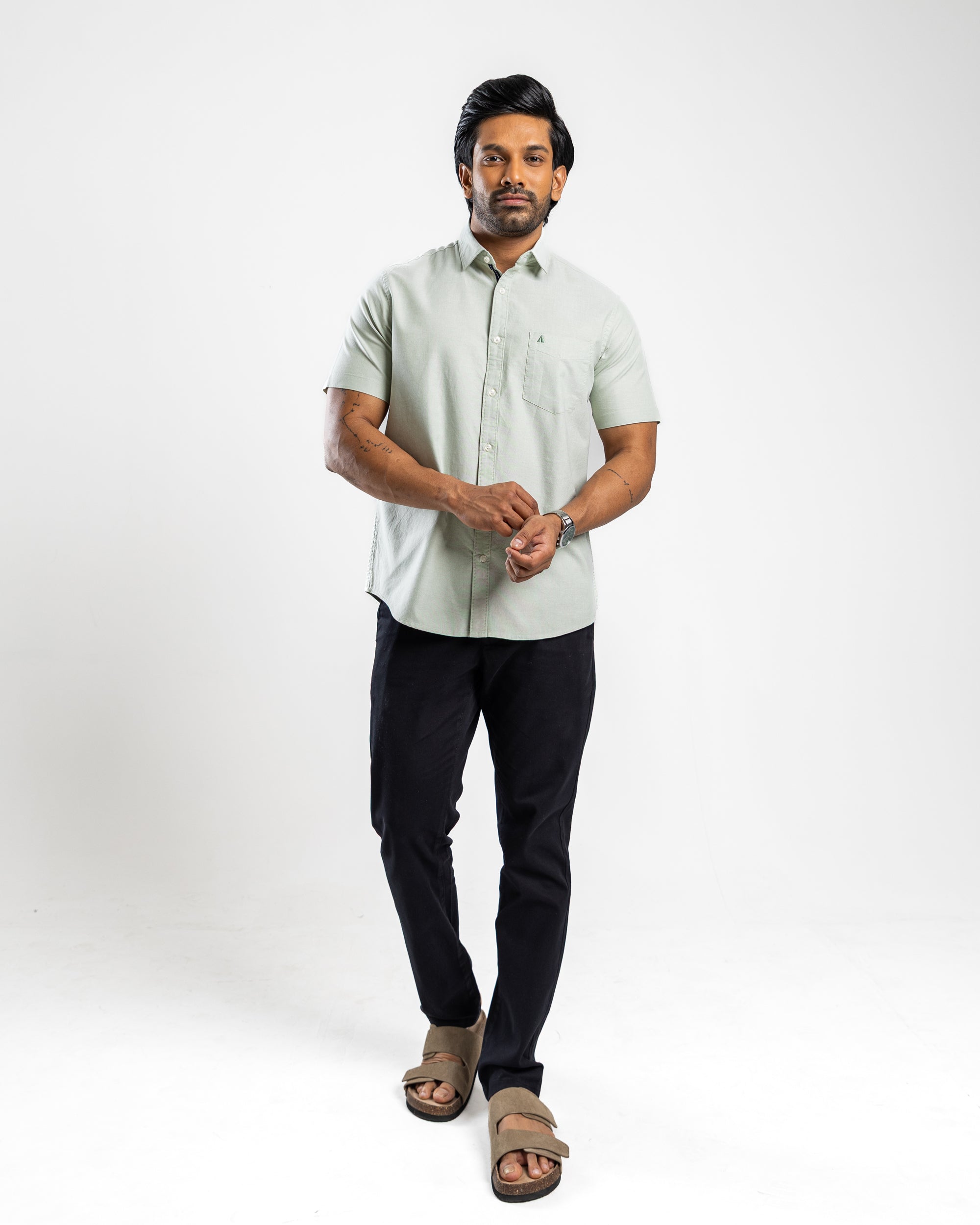 AnationZ Essential Cotton Short Sleeve Shirt - Sage Breeze Sri Lanka

