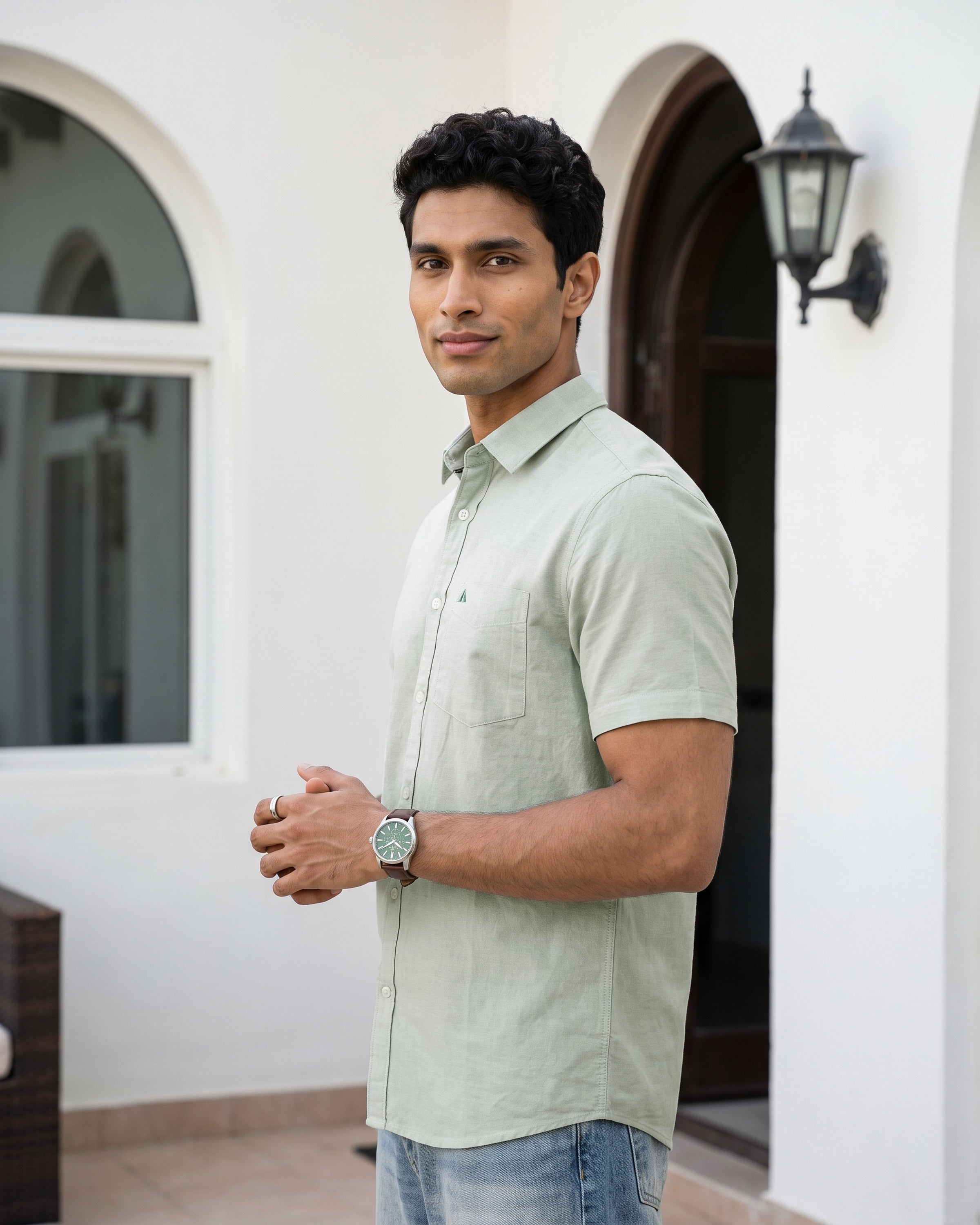 AnationZ Essential Cotton Short Sleeve Shirt - Sage Breeze Sri Lanka
