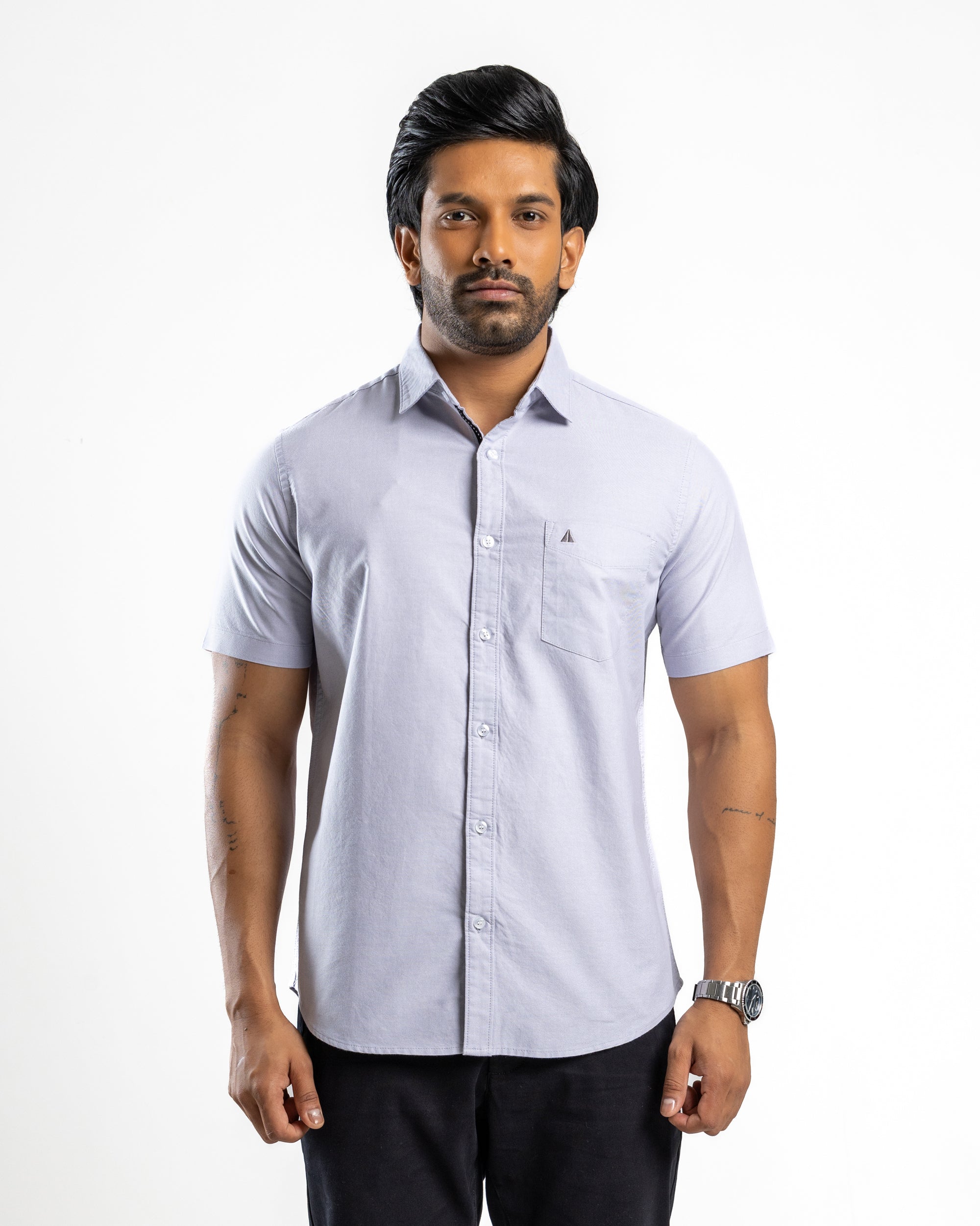AnationZ Essential Cotton Short Sleeve Shirt - Storm Dust Sri Lanka
