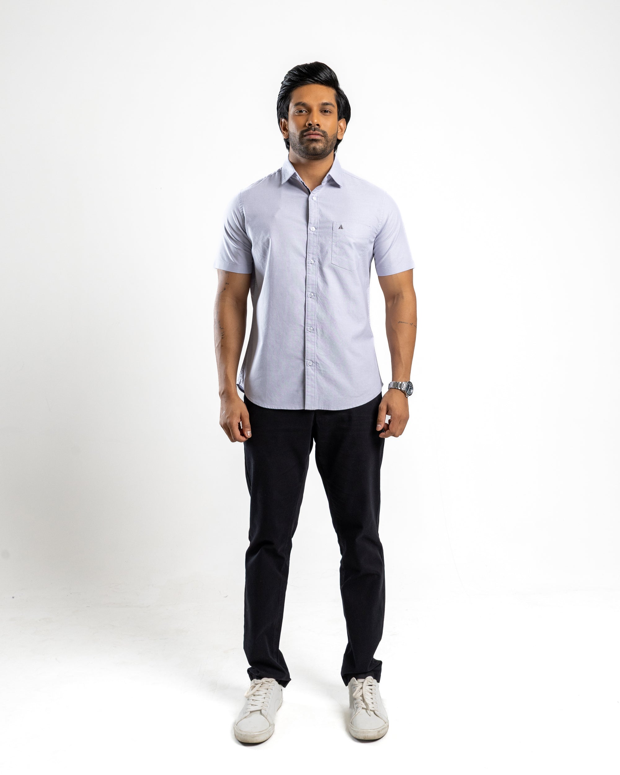 AnationZ Essential Cotton Short Sleeve Shirt - Storm Dust Sri Lanka
