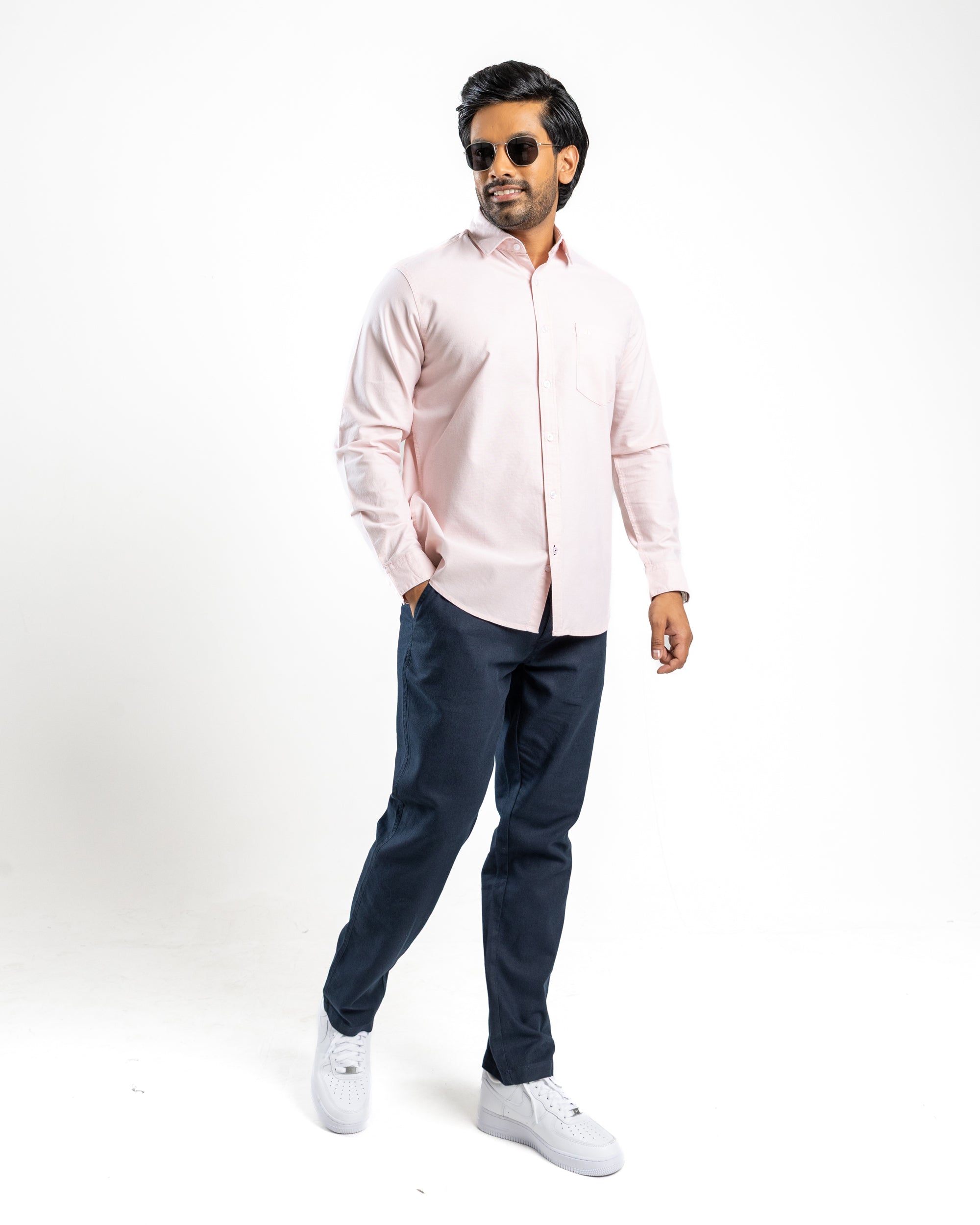 100% COTTON Long Sleeve Shirt - Peach