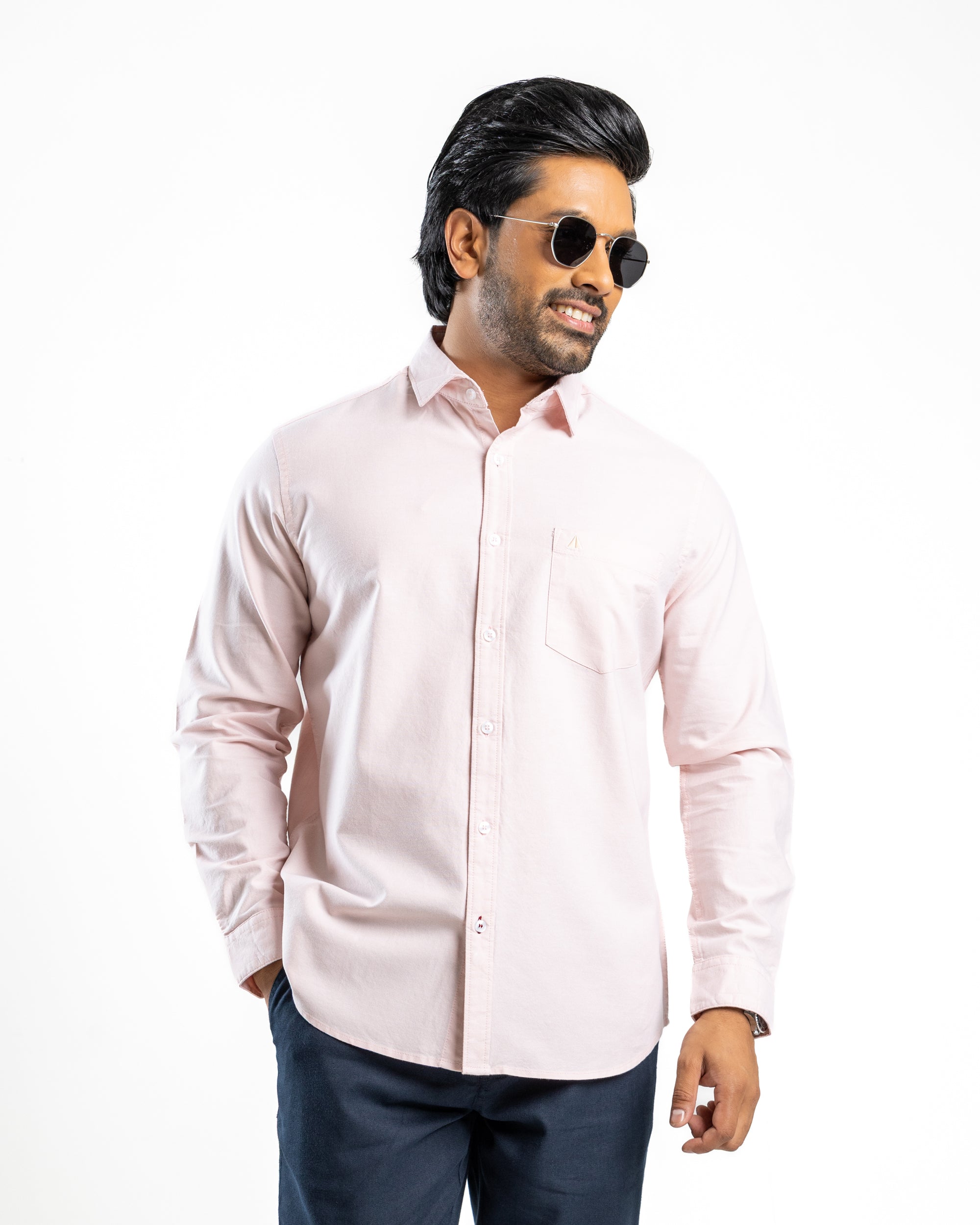 100% COTTON Long Sleeve Shirt - Peach