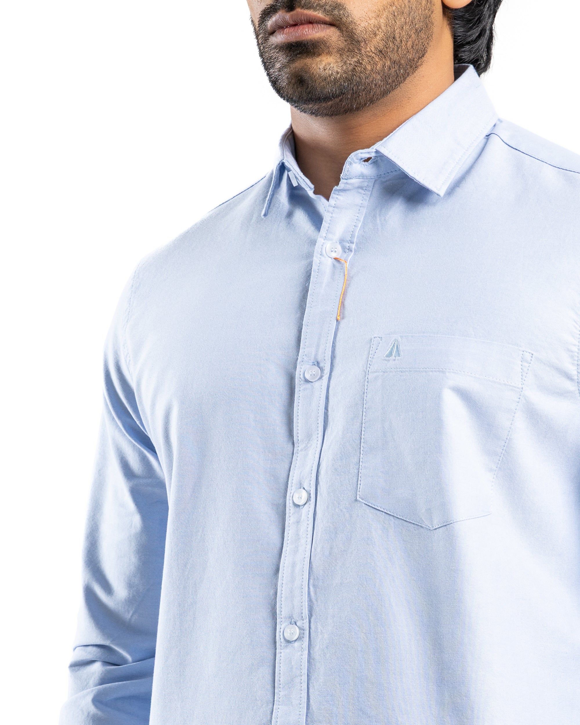 100% COTTON Long Sleeve Shirt - Light Blue